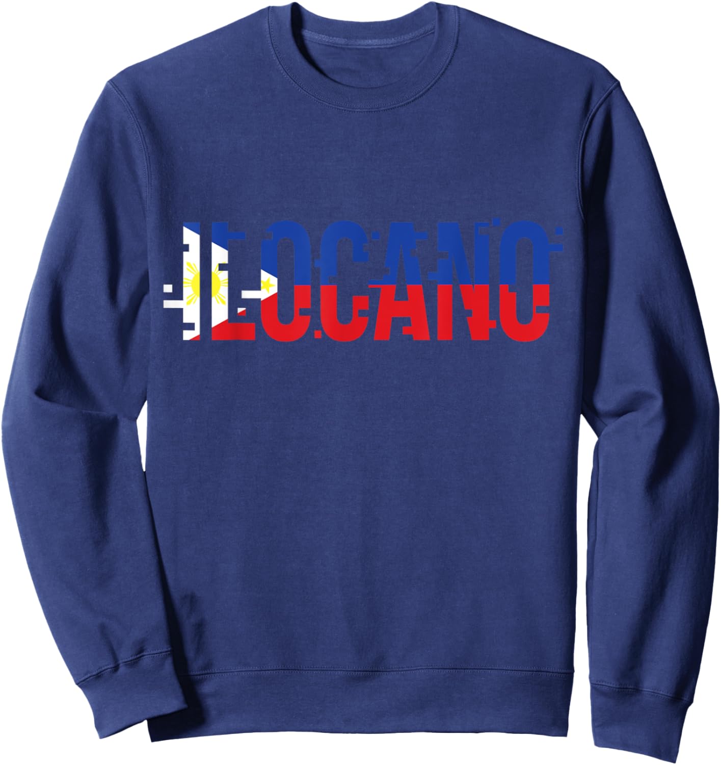 Tatak Noypi Clothing, Inc. Ilocano Filipino Filipina Philippines Flag Pinoy Design -Adults Black Short Sleeve Classic Fit Sweatshirt - Sweatshirt | Navy