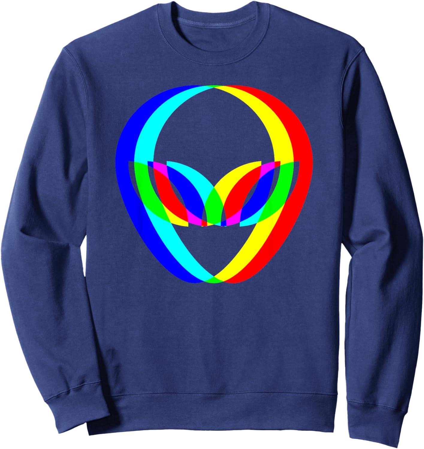Alien Head Trippy Techno Rave EDM Music Festival Vaporwave Sweatshirt - Sweatshirt | Navy
