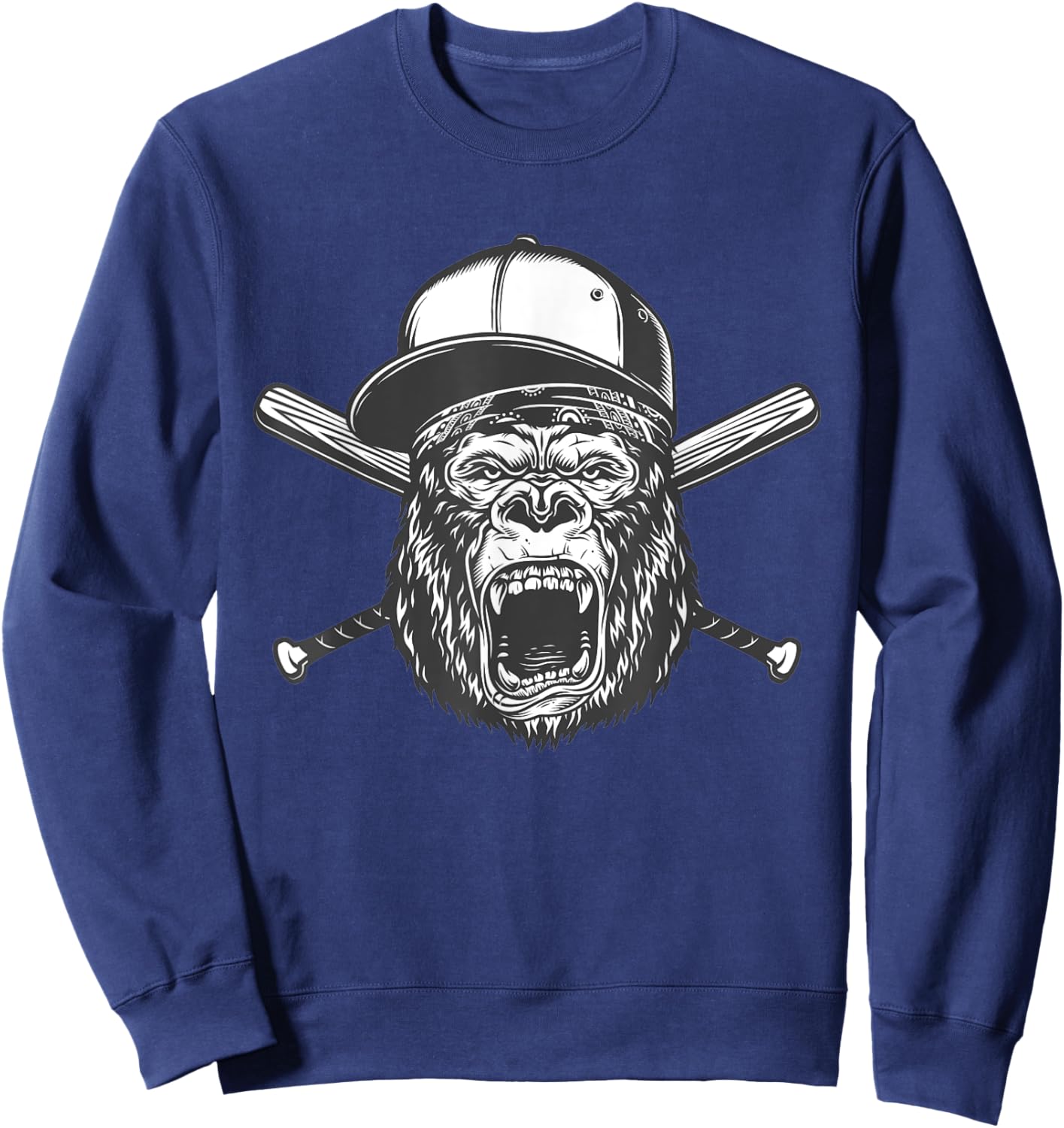 Gorilla Baseball Player - Gorilla in Baseball Cap - Gorilla Sweatshirt - Sweatshirt | Navy