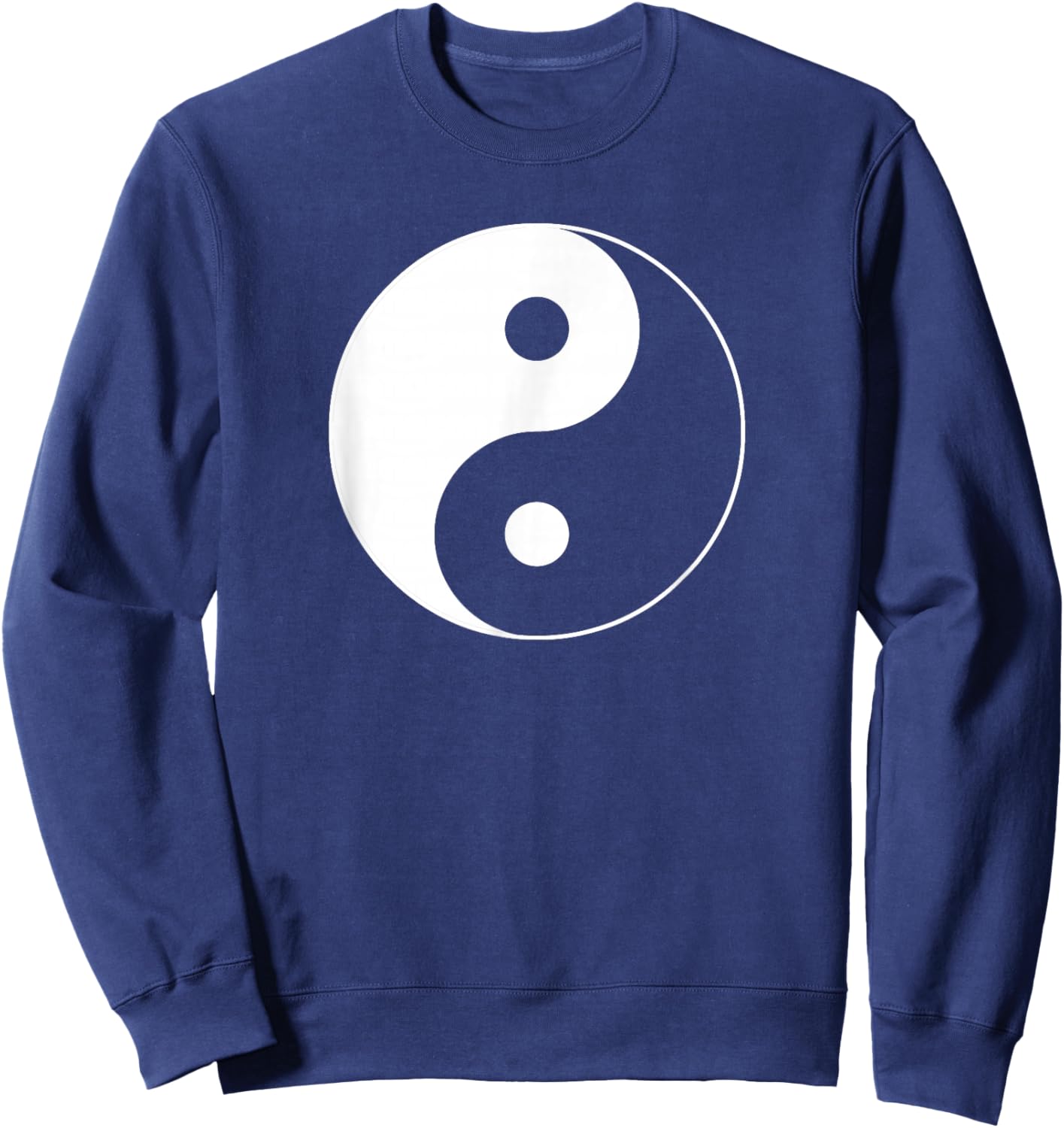 Miftees Yin Yang - Men's Adults Classic Fit Black Yin Yang - Small - - Short Sleeve - Yoga - Chinese - Cotton, Polyester Sweatshirt - Sweatshirt | Navy