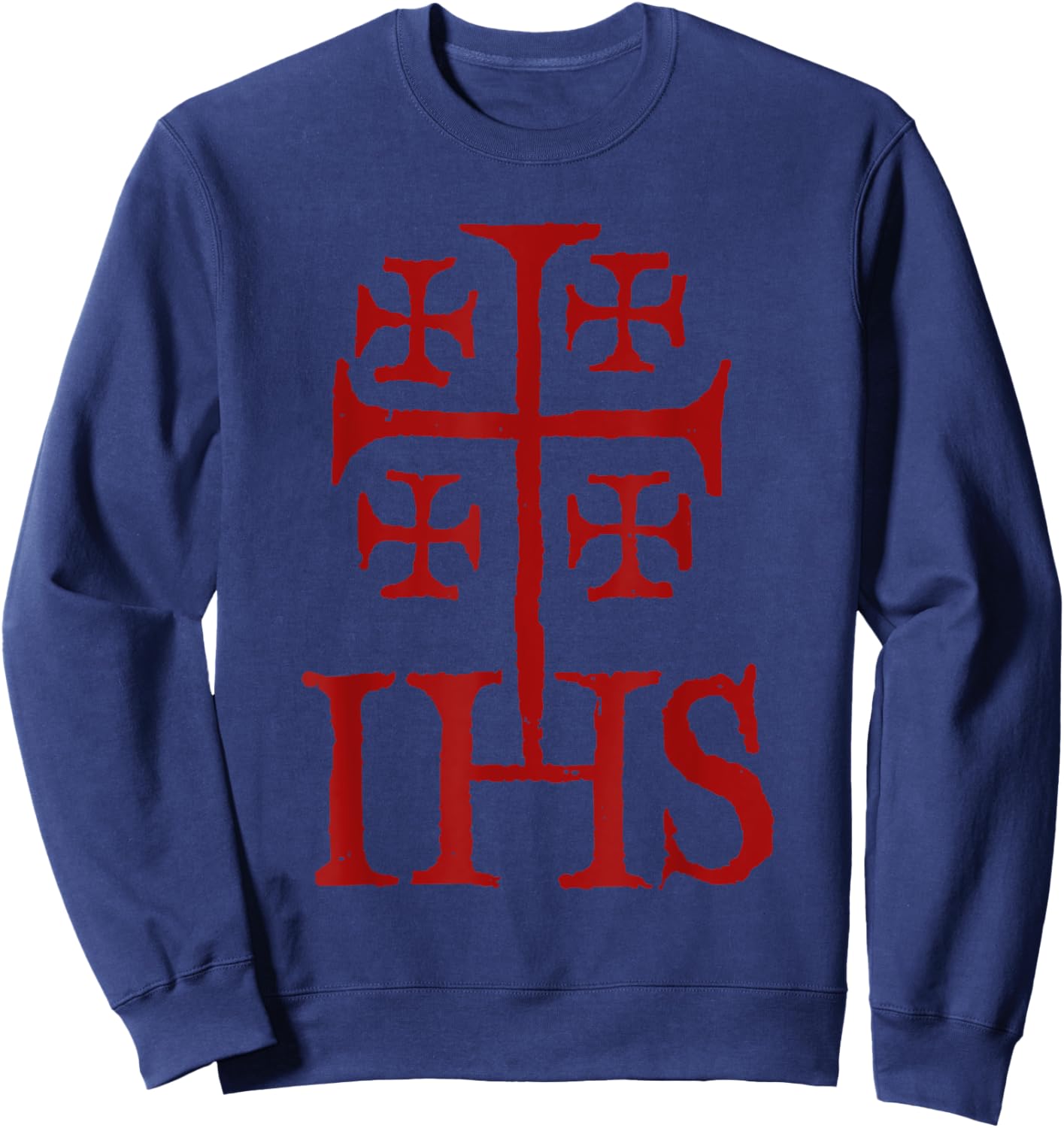 Medieval Crusaders Jerusalem Cross IHS Knights Templar Sweatshirt - Sweatshirt | Navy