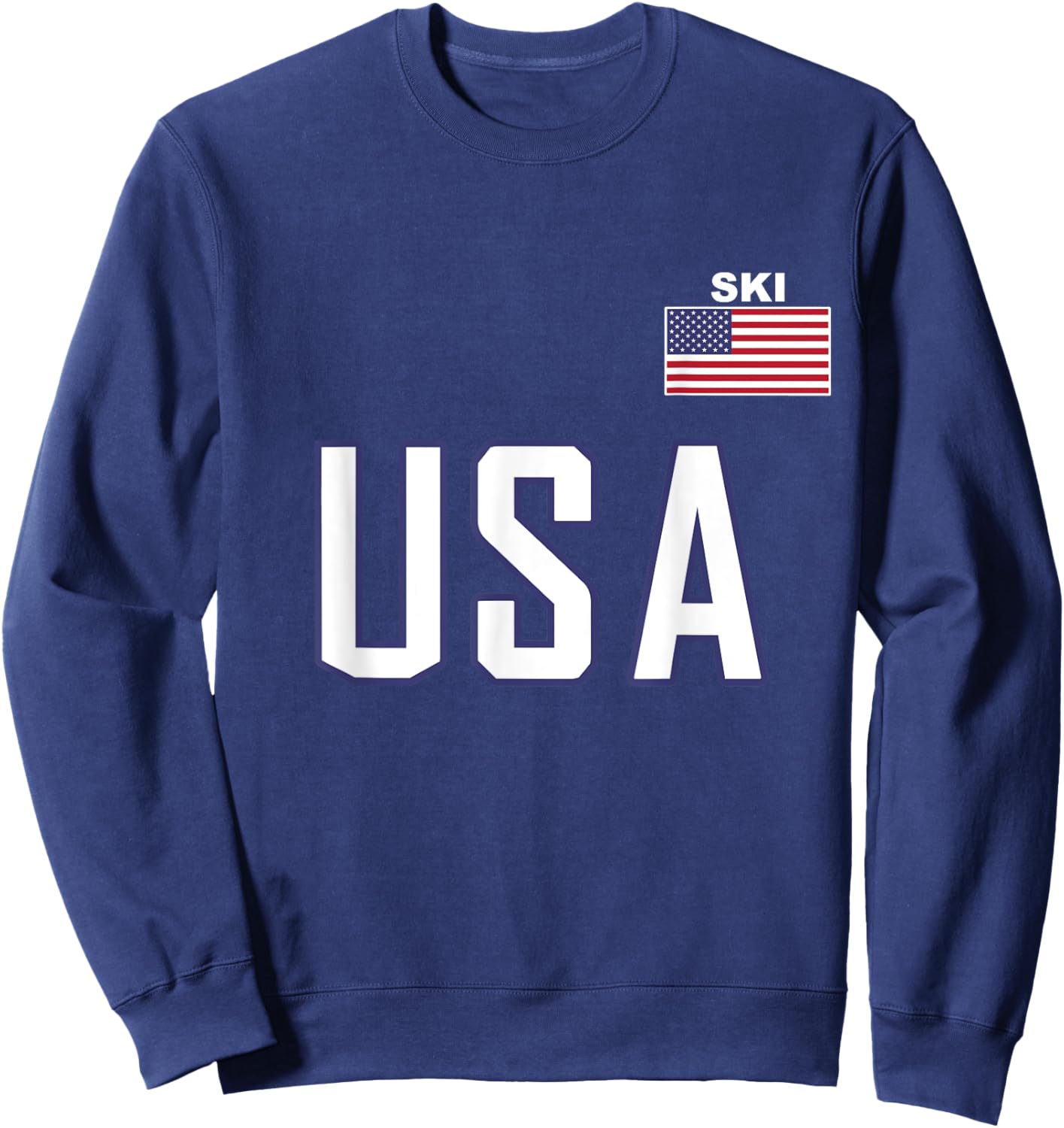 USA Flag Skiing Team Cool Ski Equipment for Skier Men Women Sweatshirt - Sweatshirt | Navy