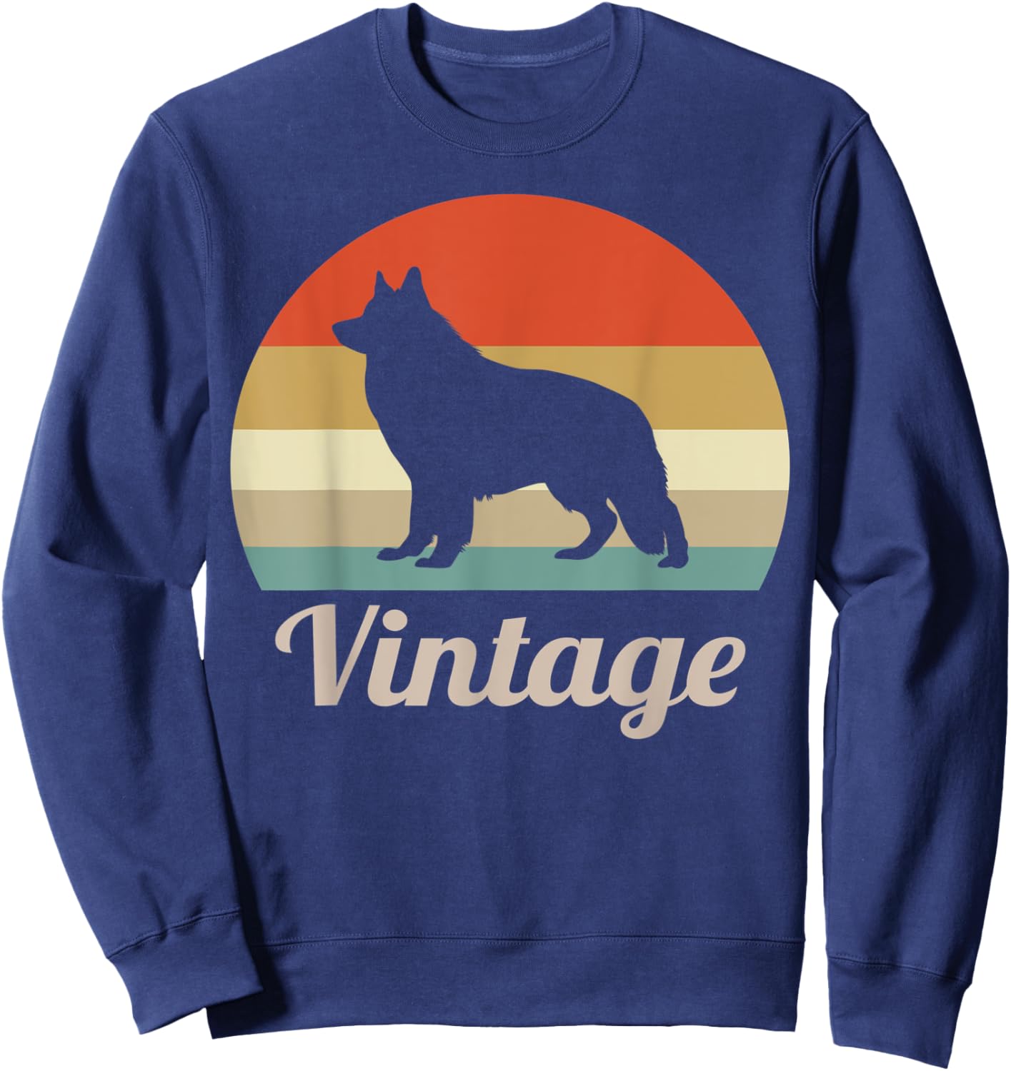 White Swiss Shepherd Dog Lover Vintage Retro Style Men Women Kids Sweatshirt - Sweatshirt | Navy