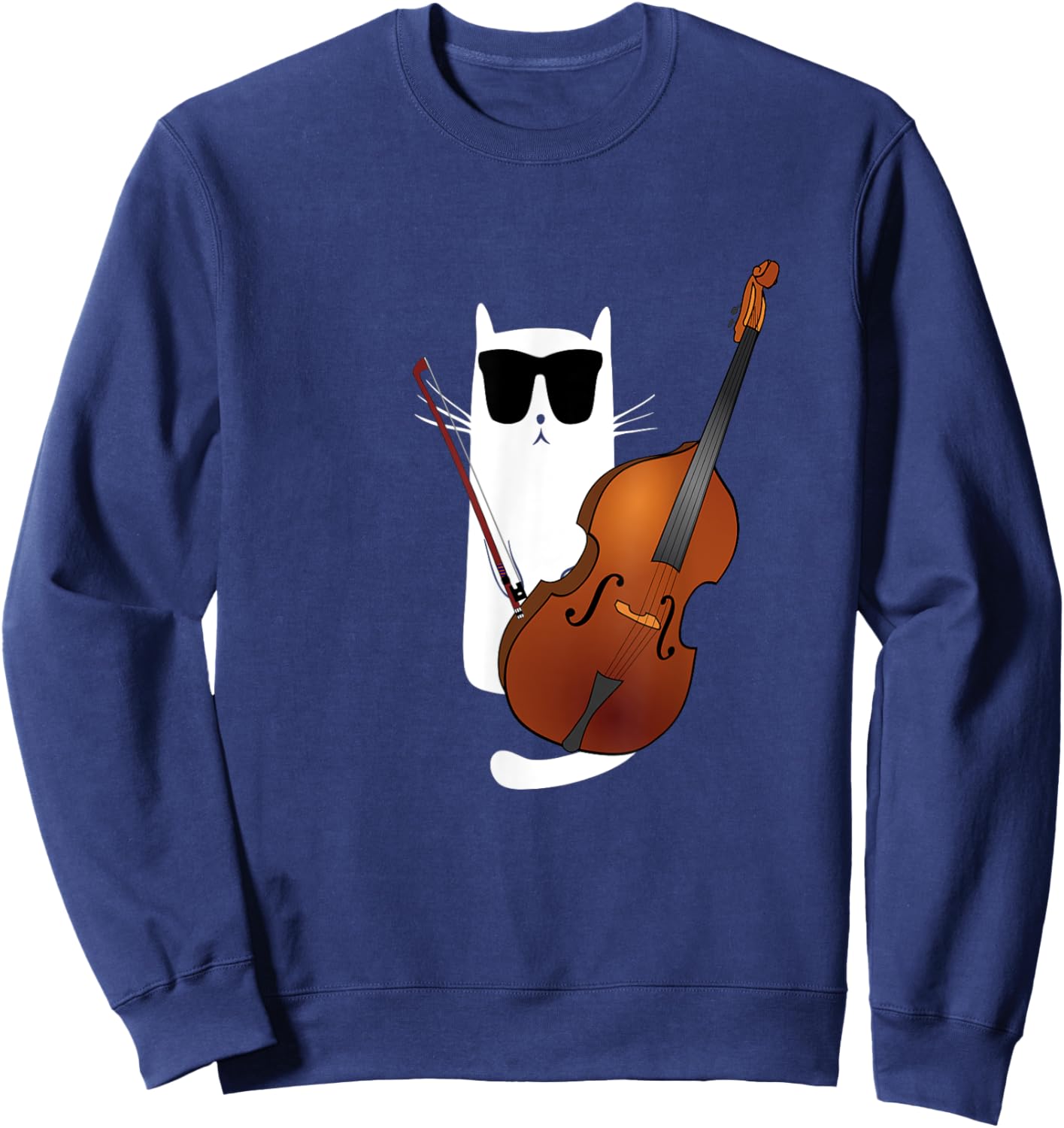 Funny Cat Wearing Sunglasses Playing Viola Sweatshirt - Sweatshirt | Navy