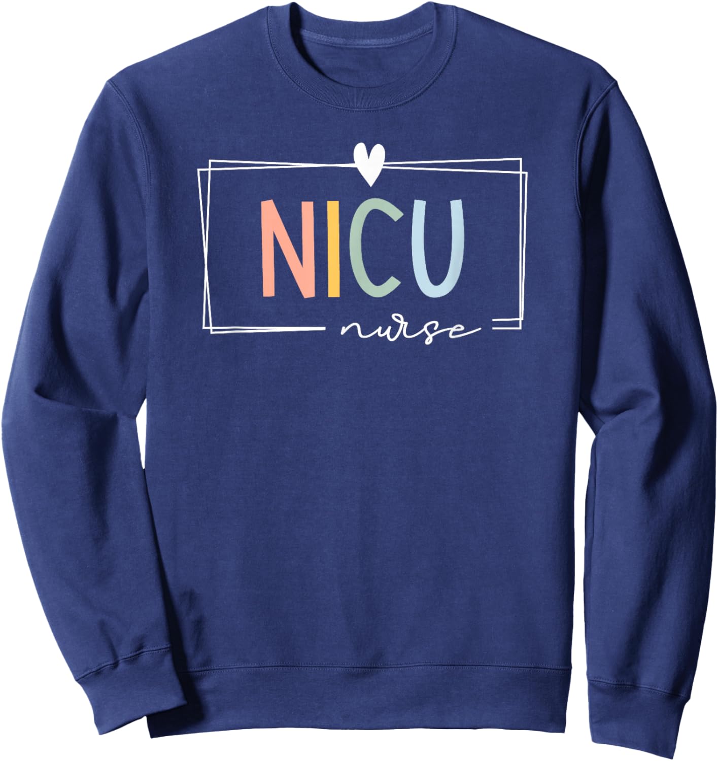 Retro NICU Nurse ICU Neonatal Rainbow Team Tiny Humans Sweatshirt - Sweatshirt | Navy