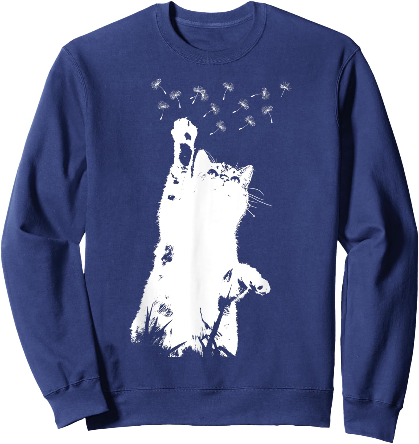 Cat Dandelion Beautiful Flower Motif Flowers Dandelion Lady Sweatshirt - Sweatshirt | Navy