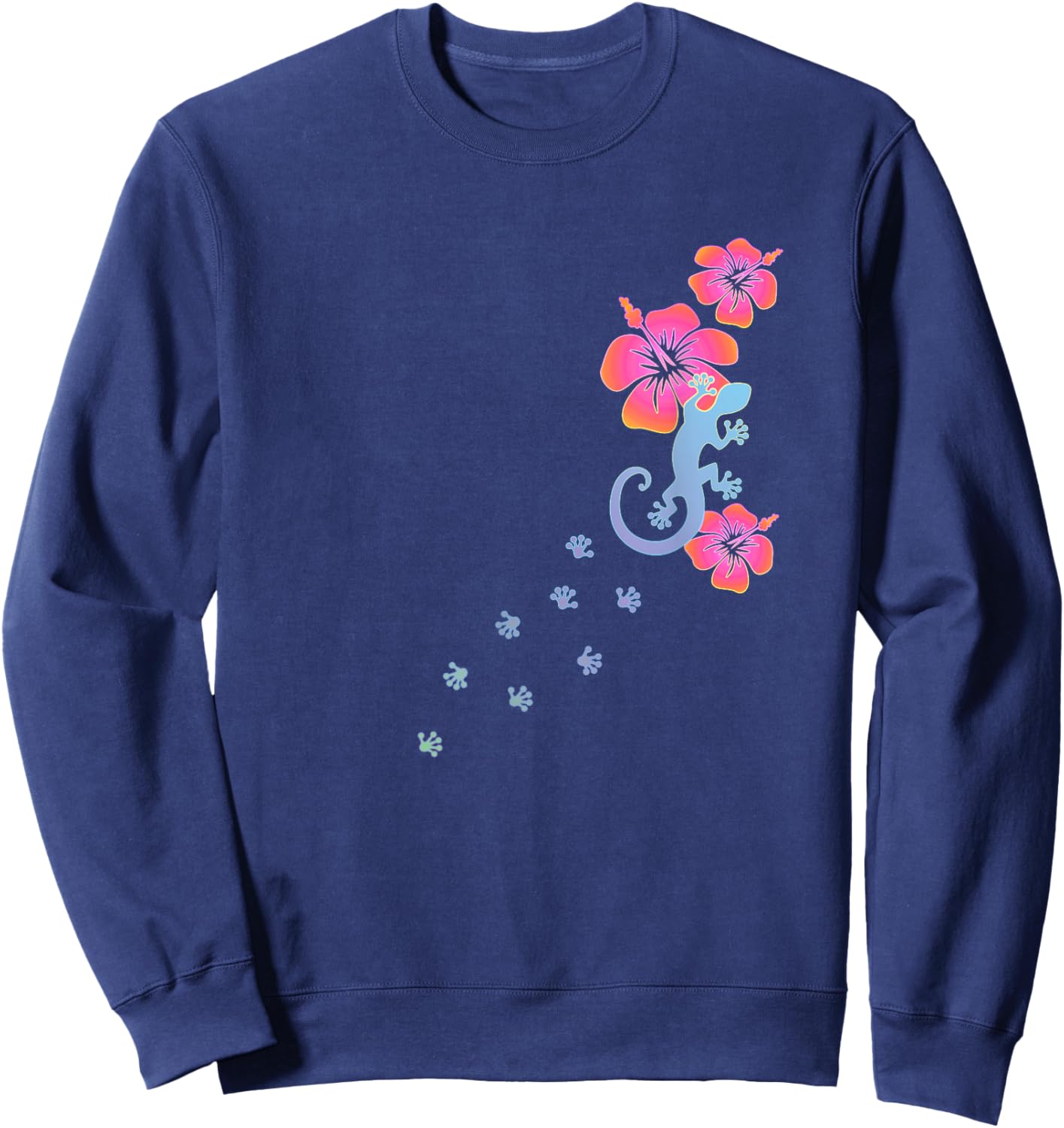 Gecko Lucky Charm Lizard Salamander Aloha Hawaii Colourful Sweatshirt - Sweatshirt | Navy