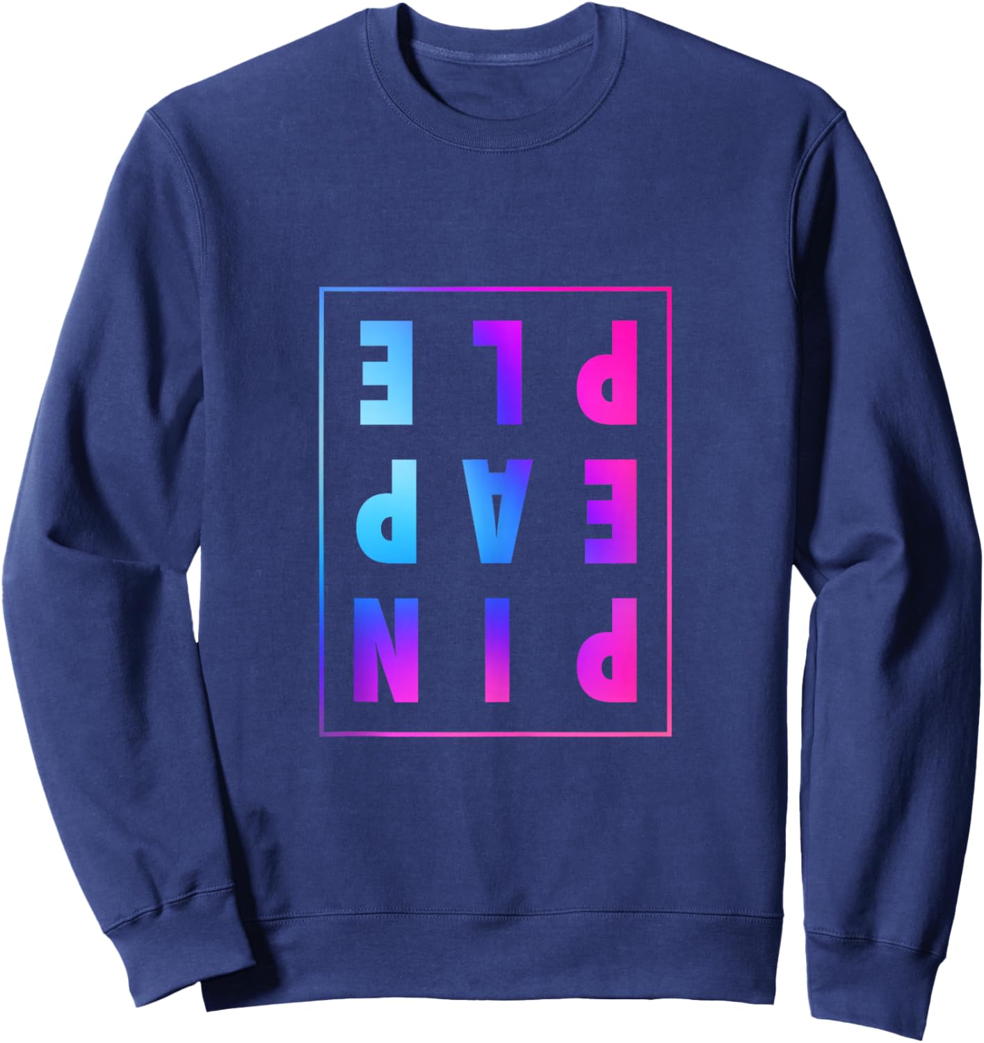 Retro Upside Down Pineapple Swinger Pastel Text Grid Sweatshirt - Sweatshirt | Navy