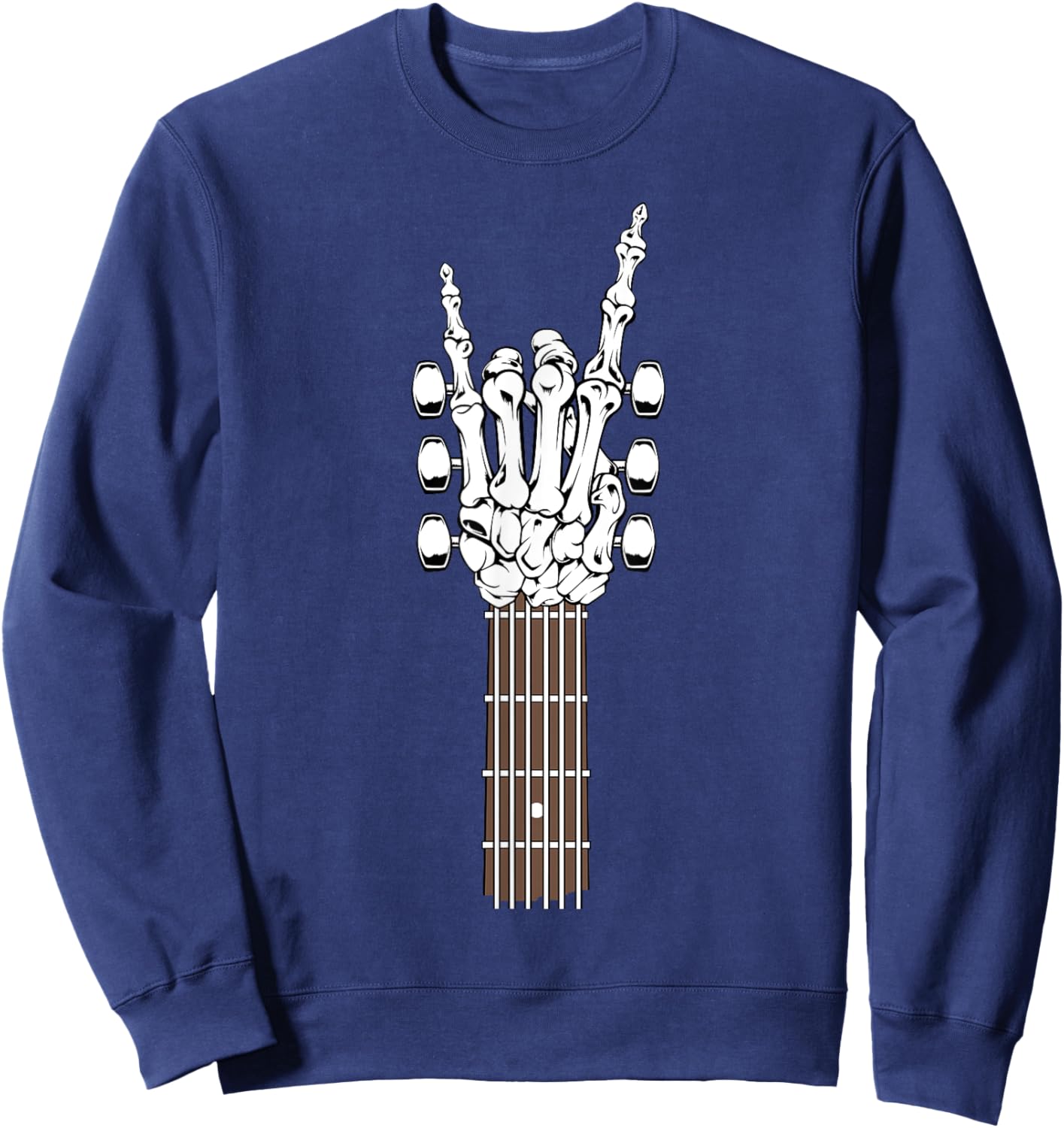 Skeleton Hand Playing Rock Guitar Guitarist Band Rockstar Sweatshirt - Sweatshirt | Navy