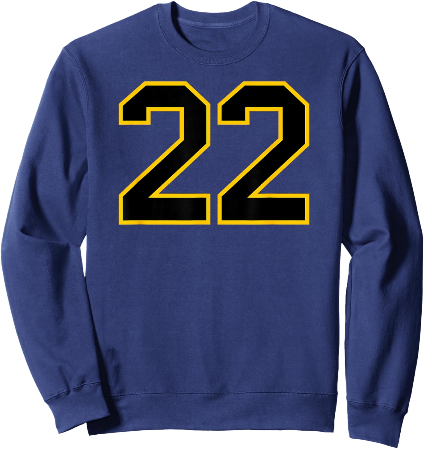 Number #22 Sports Team Yellow Black Varsity Number Sweatshirt - Sweatshirt | Navy