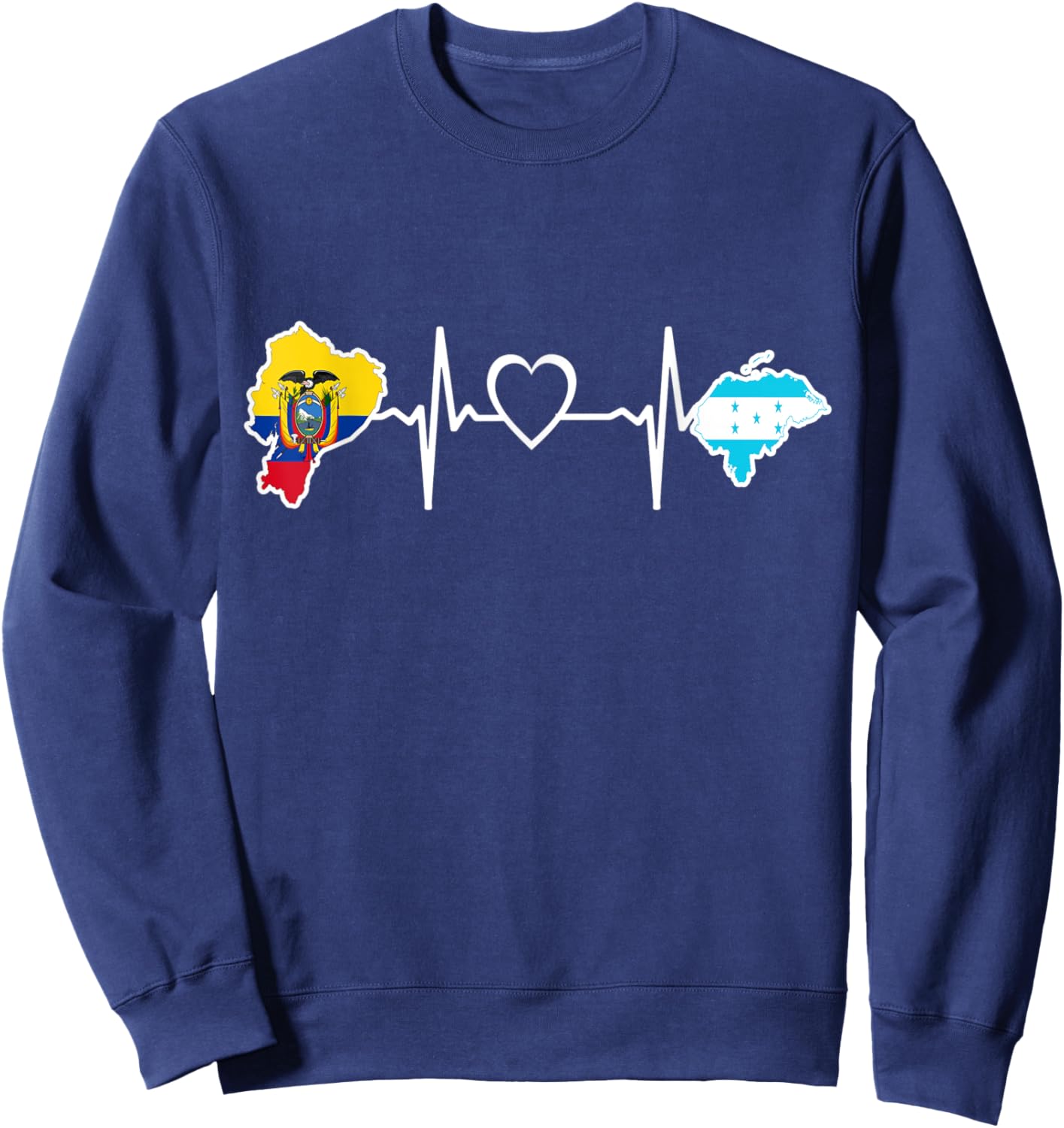 Ecuadorian Honduras Flag - Ecuador Honduran Heartbeat Sweatshirt - Sweatshirt | Navy