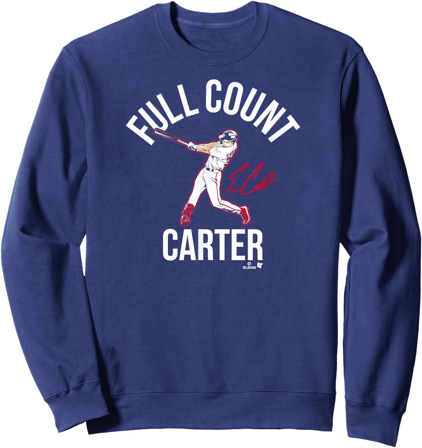 Evan Carter - Full Count Carter - Texas Baseball Sweatshirt - Sweatshirt | Navy