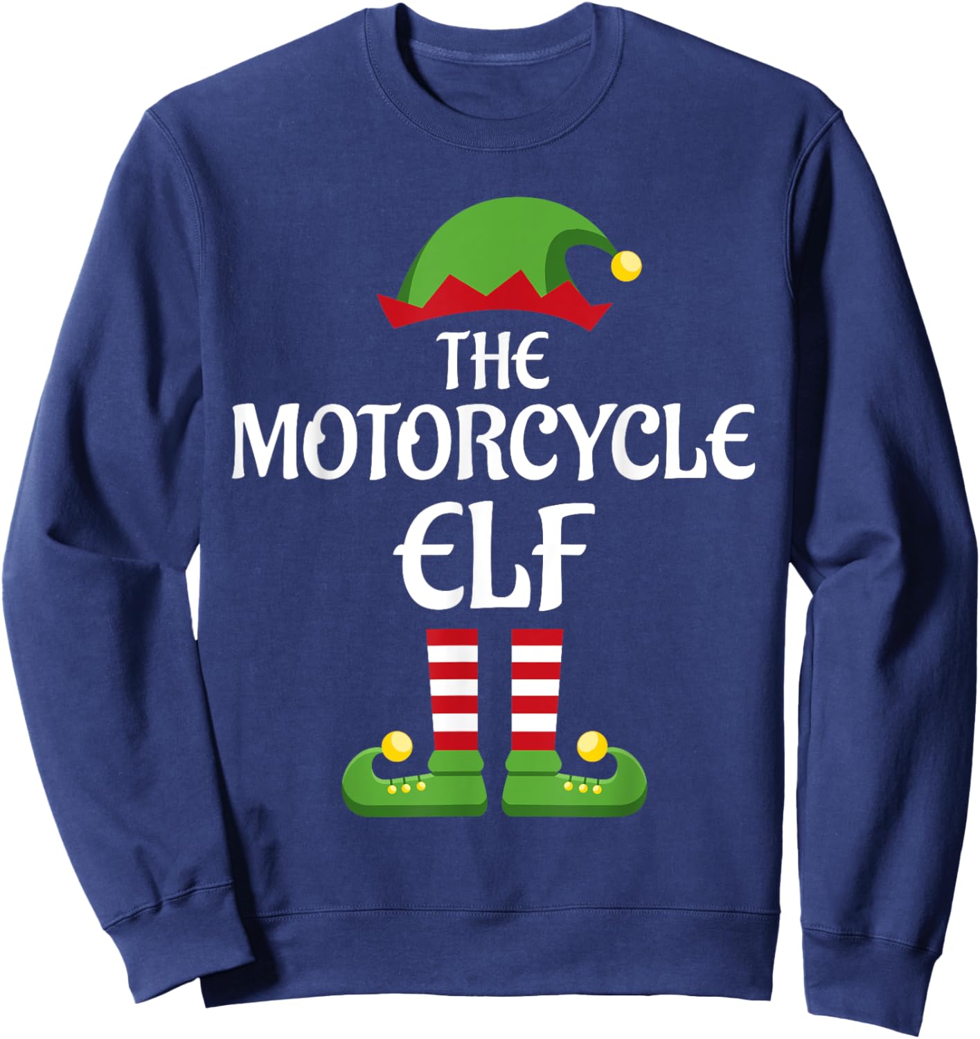 Motorcycle Elf Family Matching Group Christmas Sweatshirt - Sweatshirt | Navy