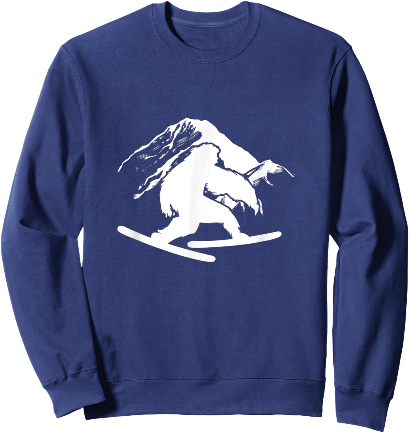 Skiing Bigfoot Mountain Sasquatch Ski Skier Sweatshirt - Sweatshirt | Navy