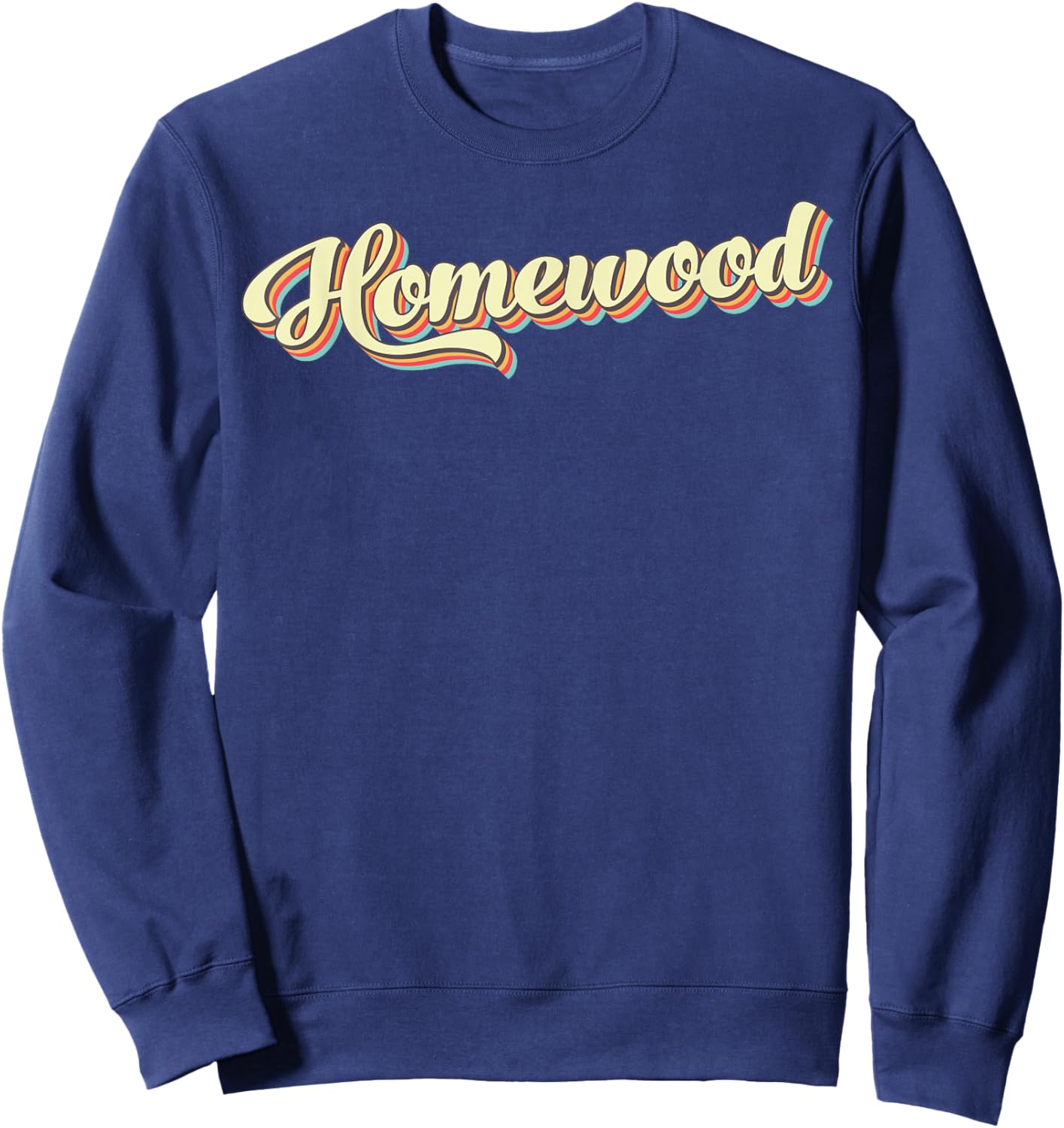 Homewood Retro Art Baseball Font Vintage Sweatshirt - Sweatshirt | Navy