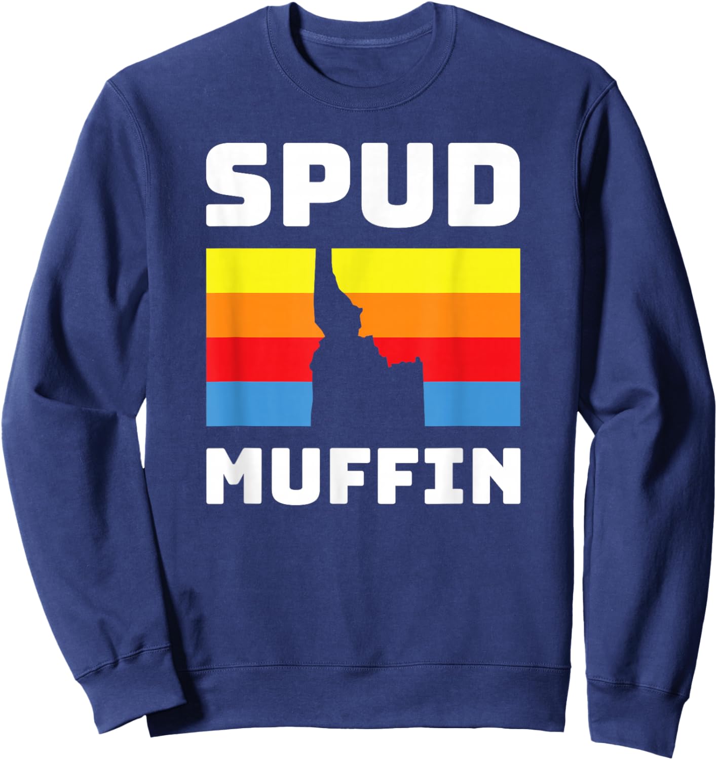 Cool Retro Travel Idaho Vacation Potatoes Spud Muffin Design Sweatshirt - Sweatshirt | Navy
