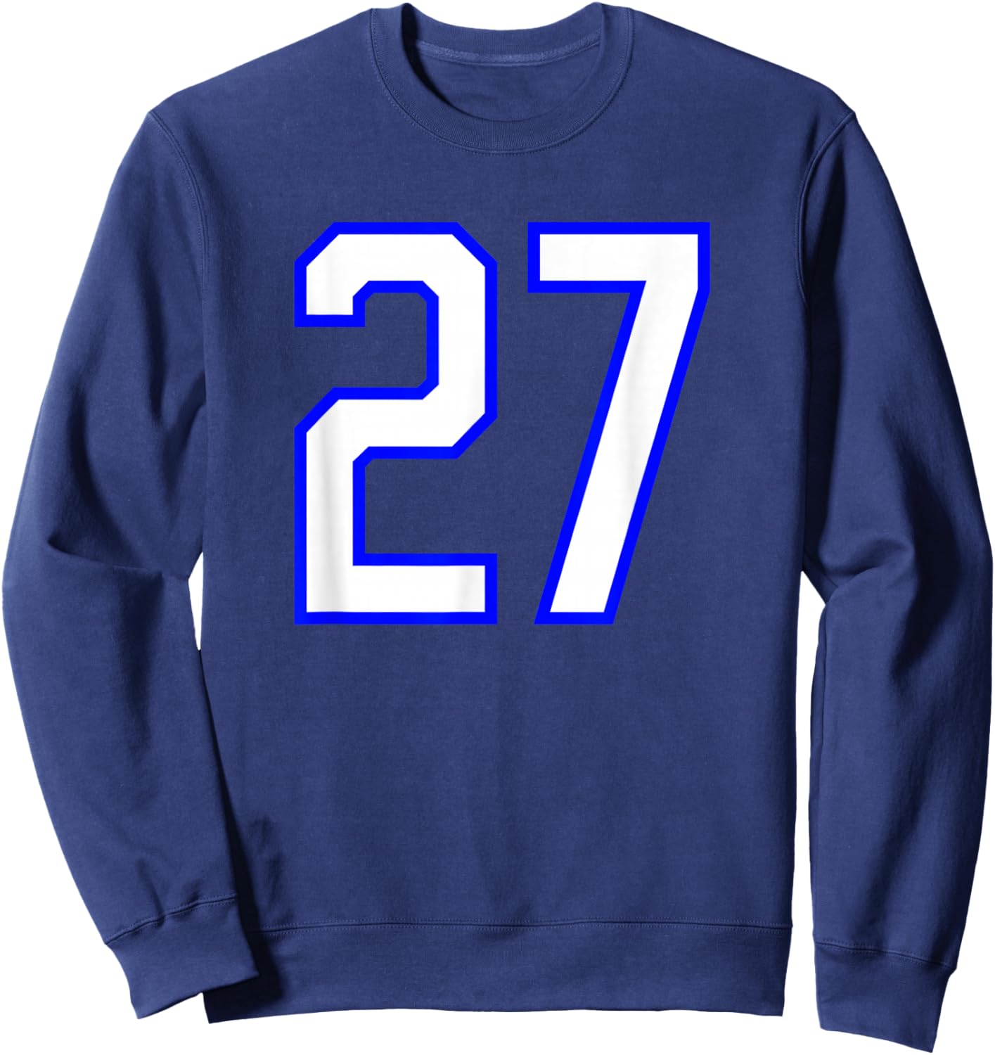 White Blue Sports Team Number #27 Sweatshirt - Sweatshirt | Navy
