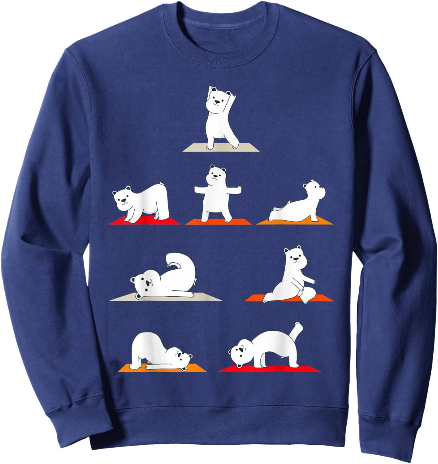 Polar Bear Yoga Poses Streching Polar Bears Meditation Sweatshirt - Sweatshirt | Navy