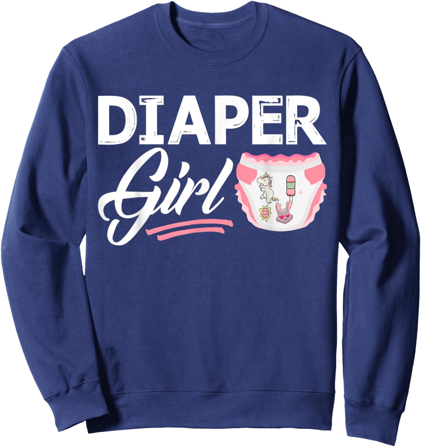 Diaper Girl Baby Diaper Boy Padded Princess Little One Girl Sweatshirt - Sweatshirt | Navy