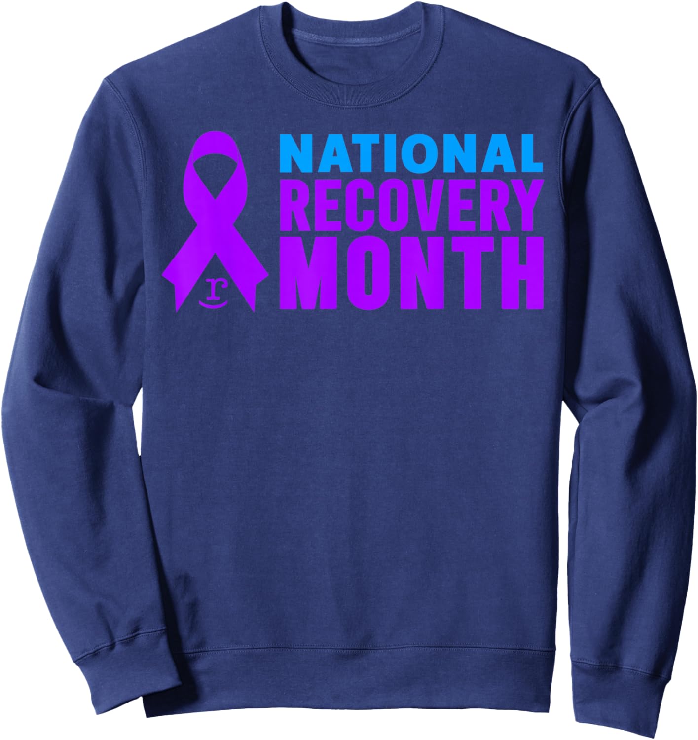 National Recovery Month - Purple Ribbon Sweatshirt - Sweatshirt | Navy