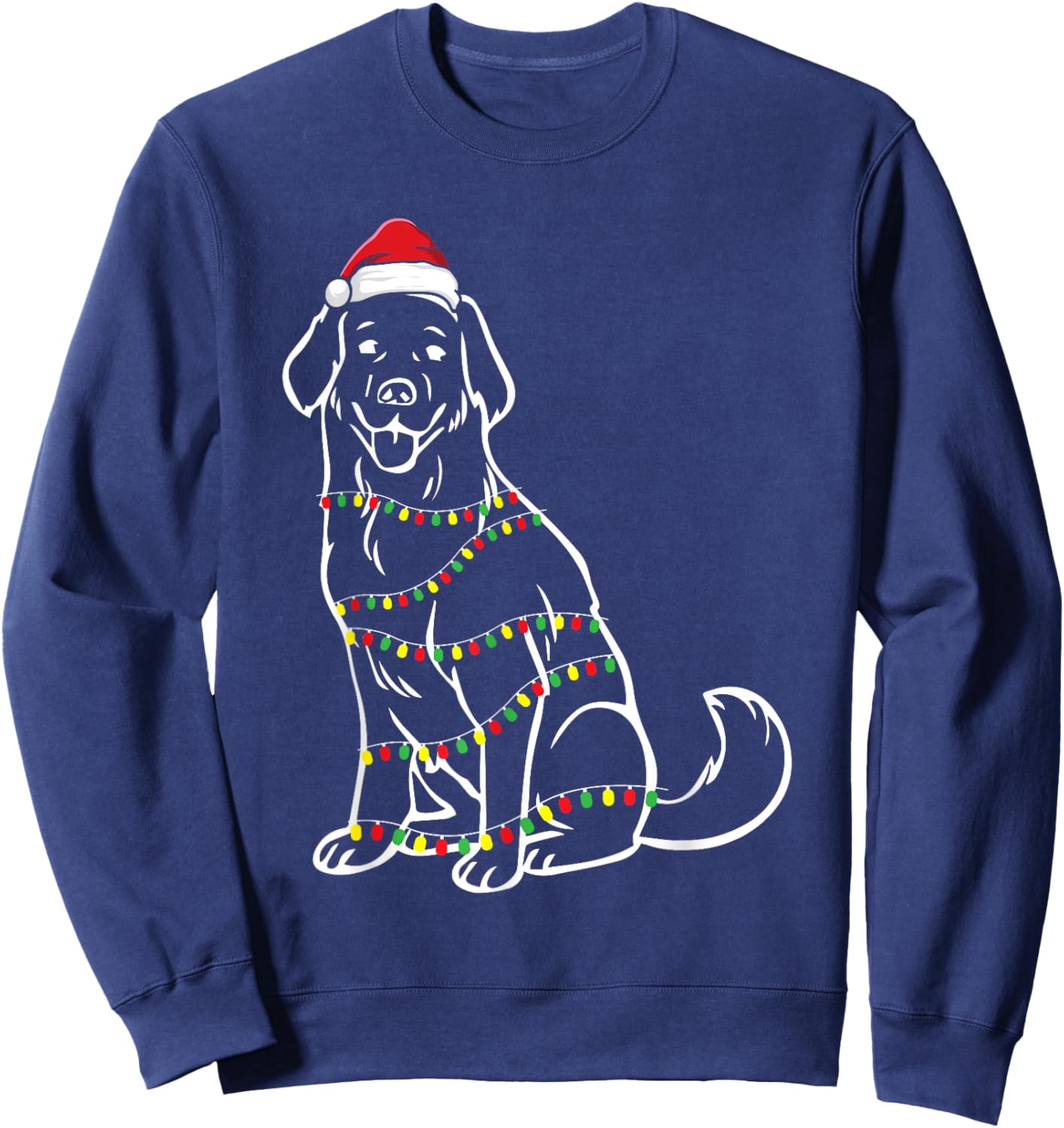 Golden Retriever Christmas Tree Lights X-Mas Cute Dog Puppy Women Kids Sweatshirt - Sweatshirt | Navy