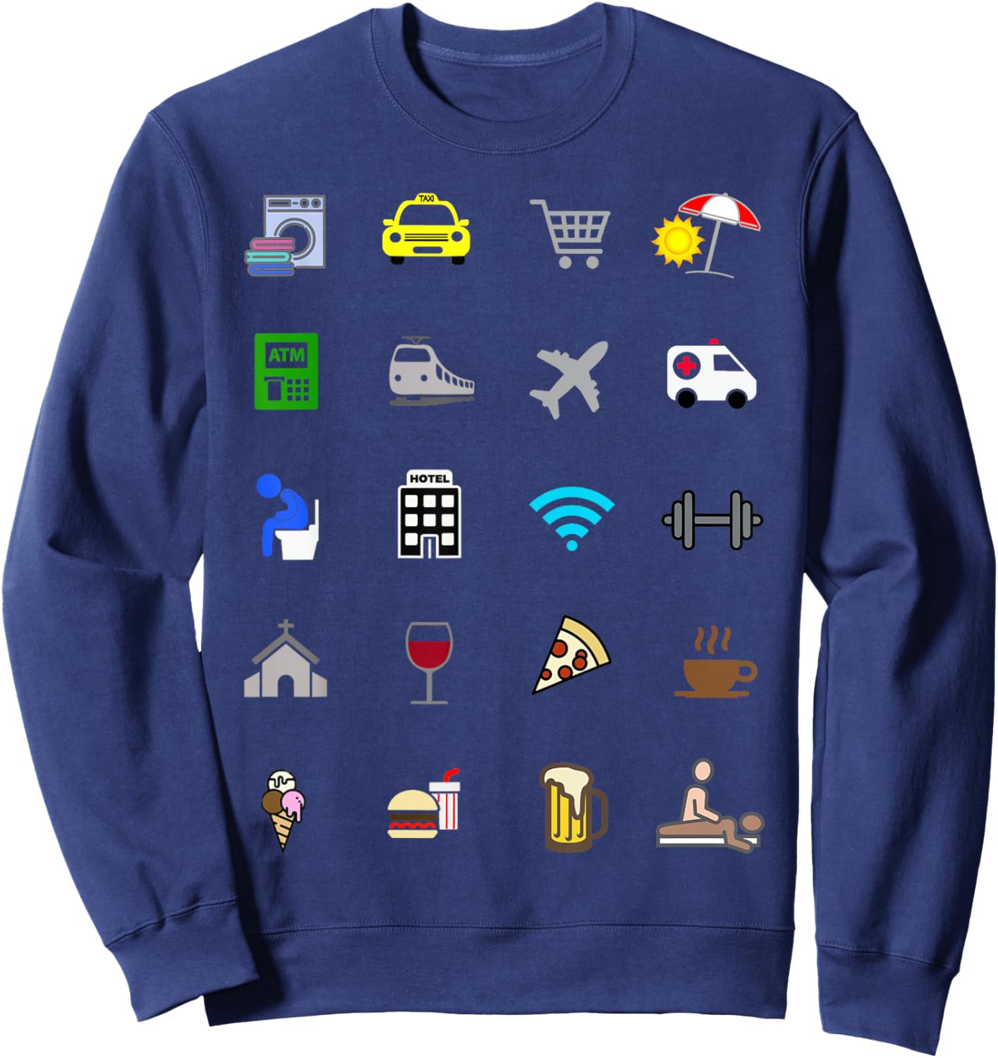 InGENIUS Tourism Translator Symbol Tourist Icons -Adults Black Small Modern Travel Icon Language Barrier Ico Sweatshirt - Sweatshirt | Navy