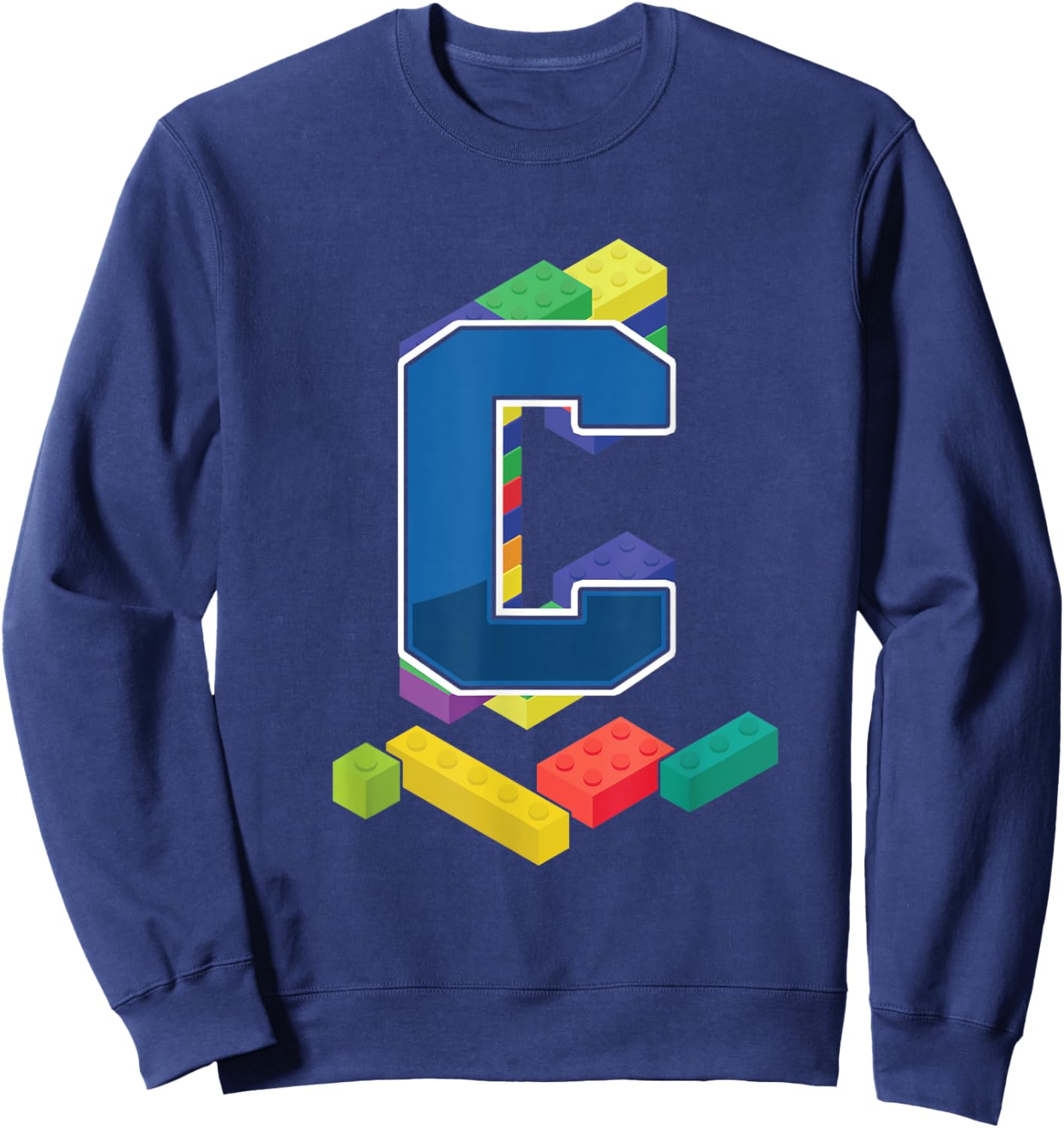 Letter C Master Builder Alphabet Last Name Building Blocks Sweatshirt - Sweatshirt | Navy