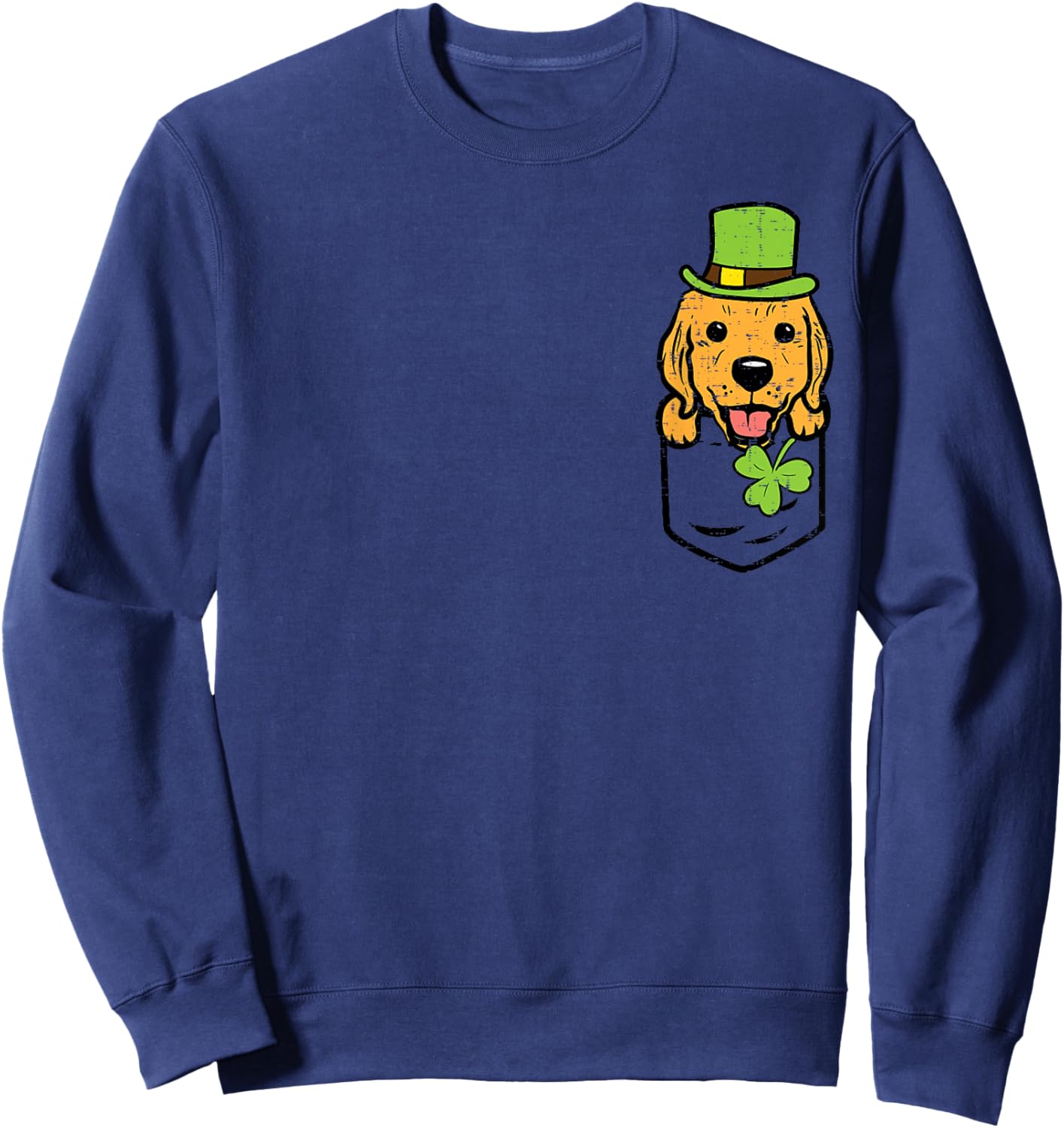 Irish Pocket Golden Retriever Saint Paddys St Patricks Day Sweatshirt - Sweatshirt | Navy