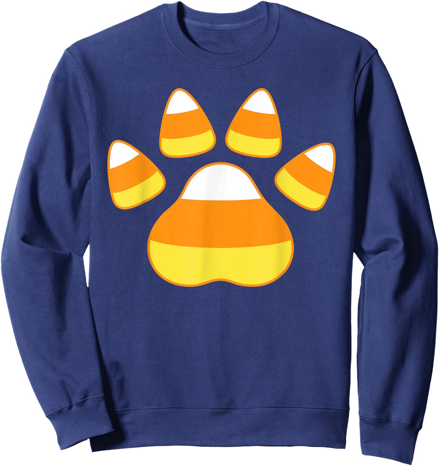 Paw Candy Corn Dog Cat Animal Funny Halloween Men Women Kids Sweatshirt - Sweatshirt | Navy