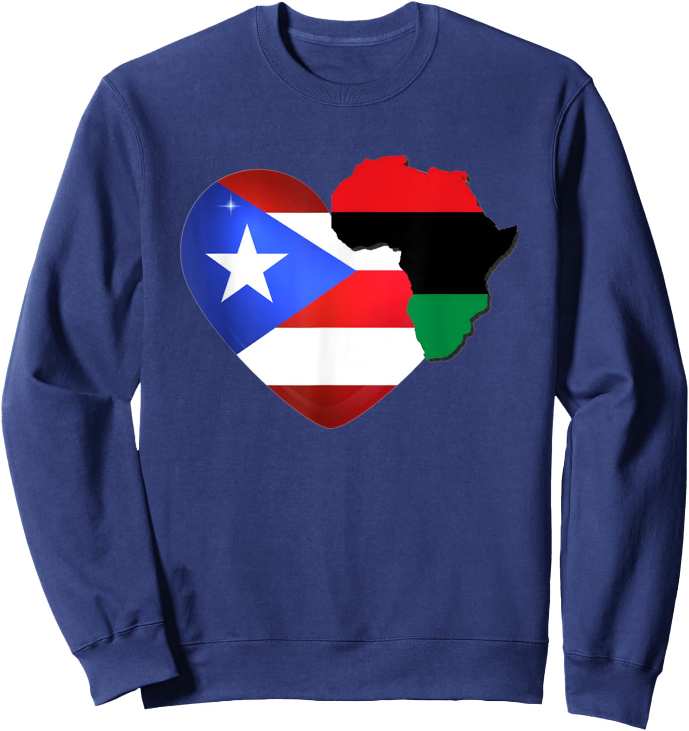 Caribbean Afro Latin Proud Puerto Rican African Flag Sweatshirt - Sweatshirt | Navy