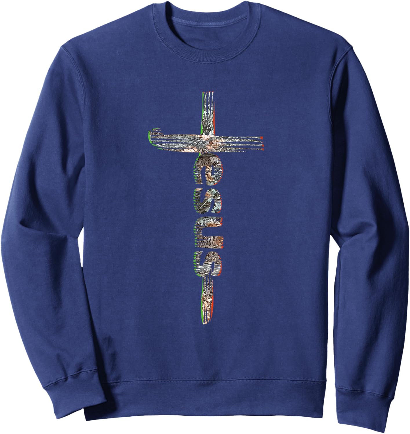 Camo Jesus Cross Sweatshirt - Sweatshirt | Navy