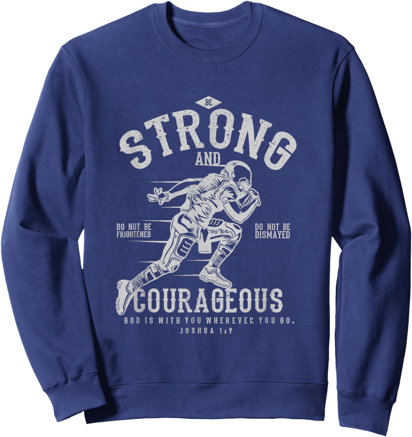 Faith Apparel Christian Football - Women's, Black, Small, Short Sleeve, Classic Fit, Collarless, Modern, Motivation, Football, Joshua 1:9 Sweatshirt - Sweatshirt | Navy