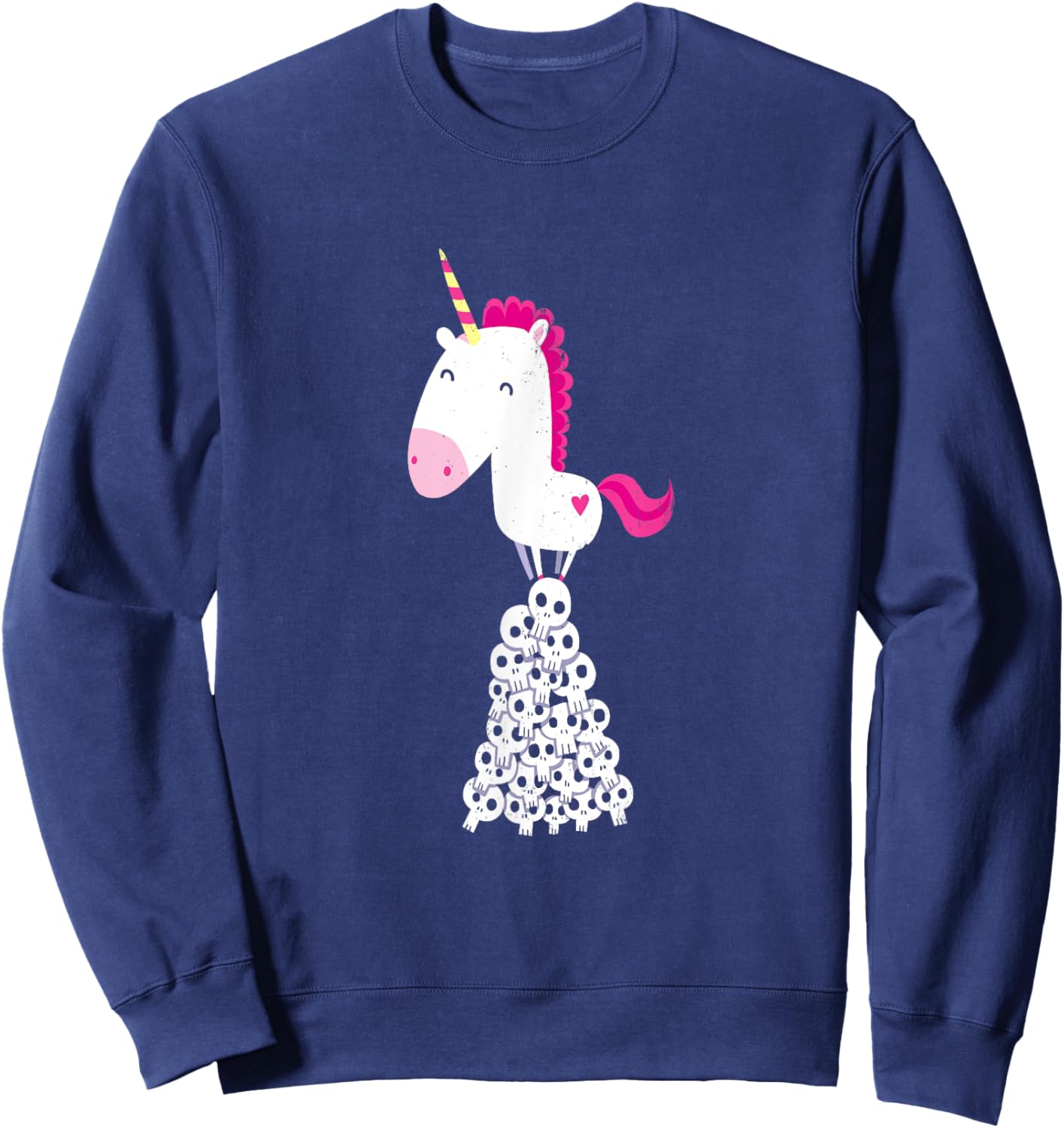 Killer Unicorn on Skulls - Official DinoMike Design Sweatshirt - Sweatshirt | Navy