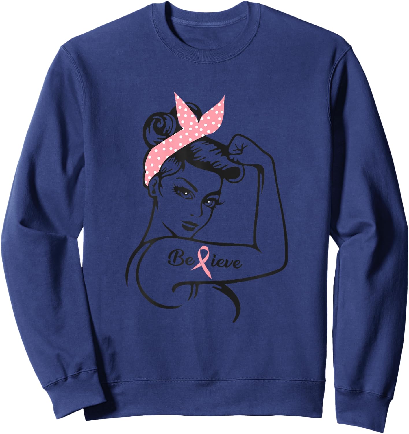 Awareness Breast Cancer Warrior Sweatshirt - Sweatshirt | Navy