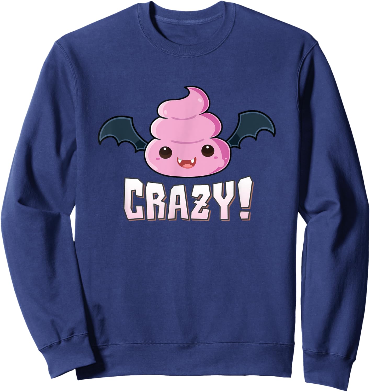 Batshit Crazy Vampire Bat Poo Emoticon Halloween Party Sweatshirt - Sweatshirt | Navy