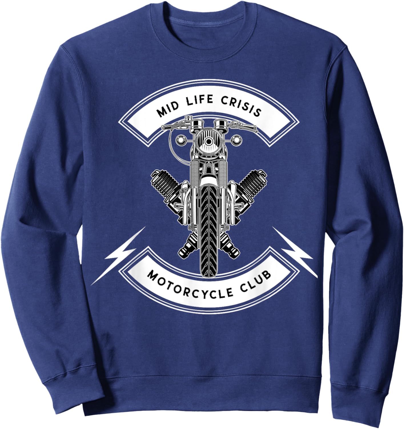 Mid Life Crisis Motorcycle Club Funny Sweatshirt - Sweatshirt | Navy