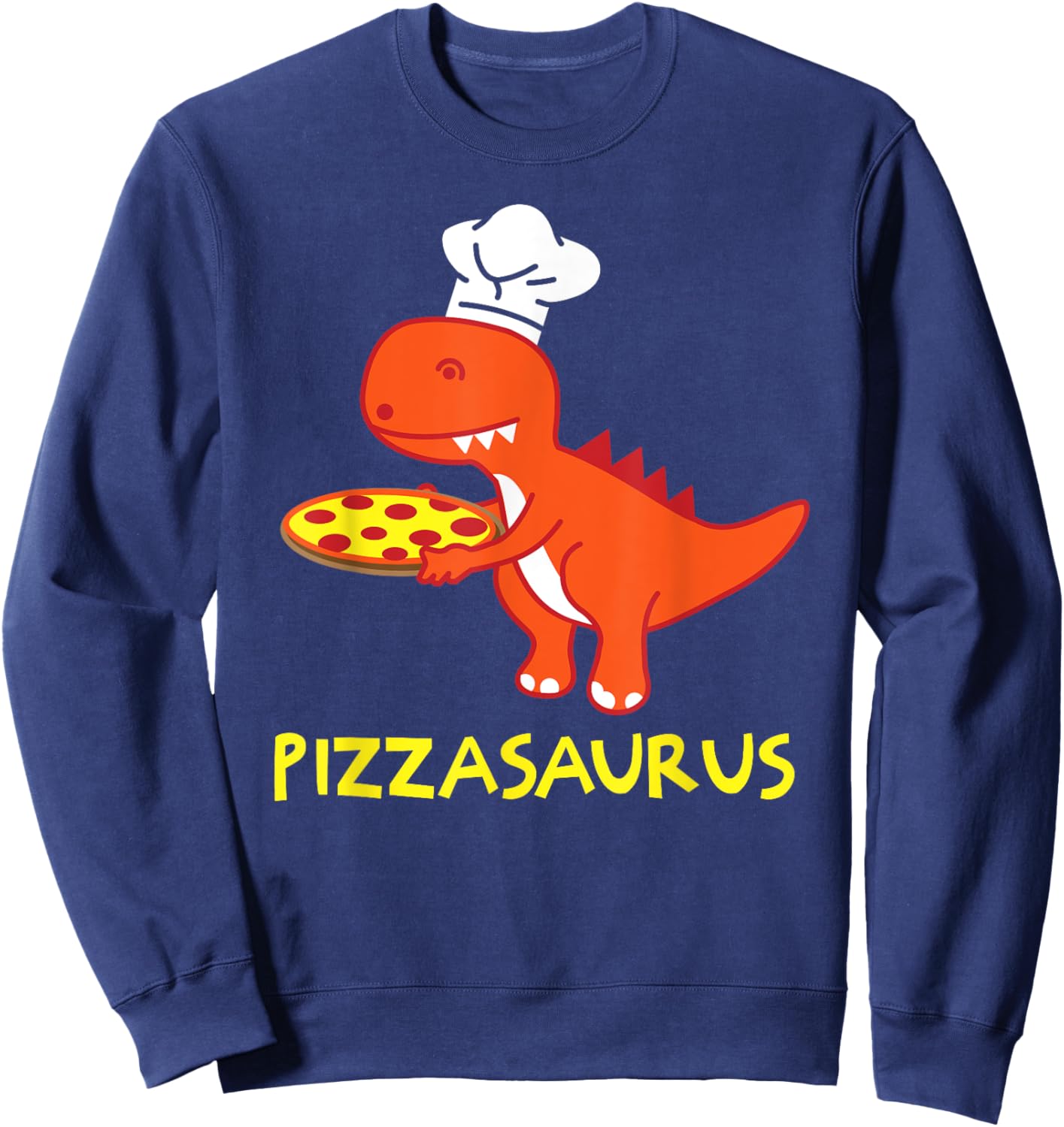 Pizzasaurus T-Rex Dinosaur Pepperoni Pizza Halloween Funny Sweatshirt - Sweatshirt | Navy