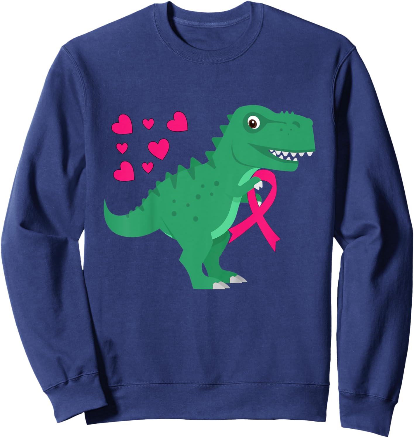 Kids Pink Ribbon T-Rex Shirt Breast Cancer Awareness Boys Toddler Sweatshirt - Sweatshirt | Navy