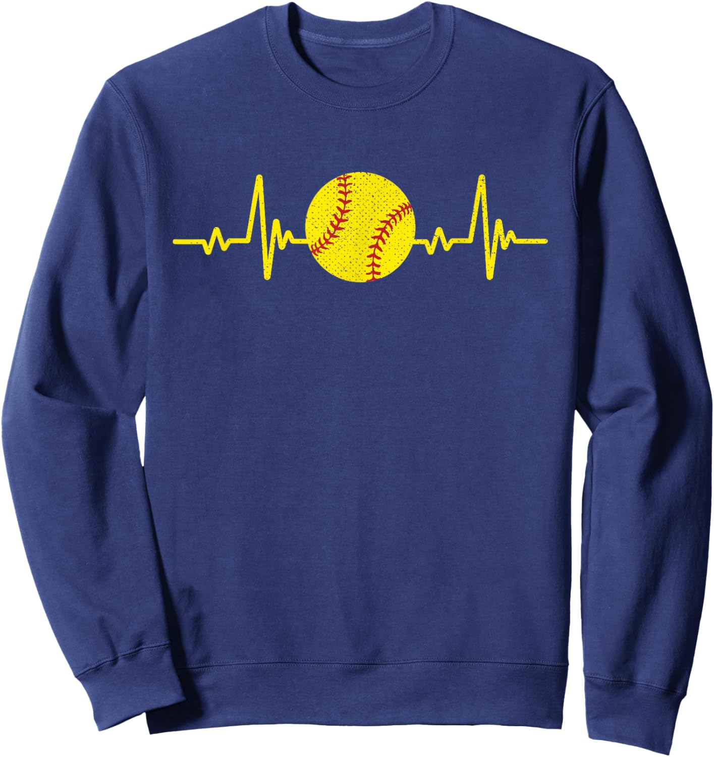 Softball Lover Heartbeat Vintage Retro Softball Player Sweatshirt - Sweatshirt | Navy