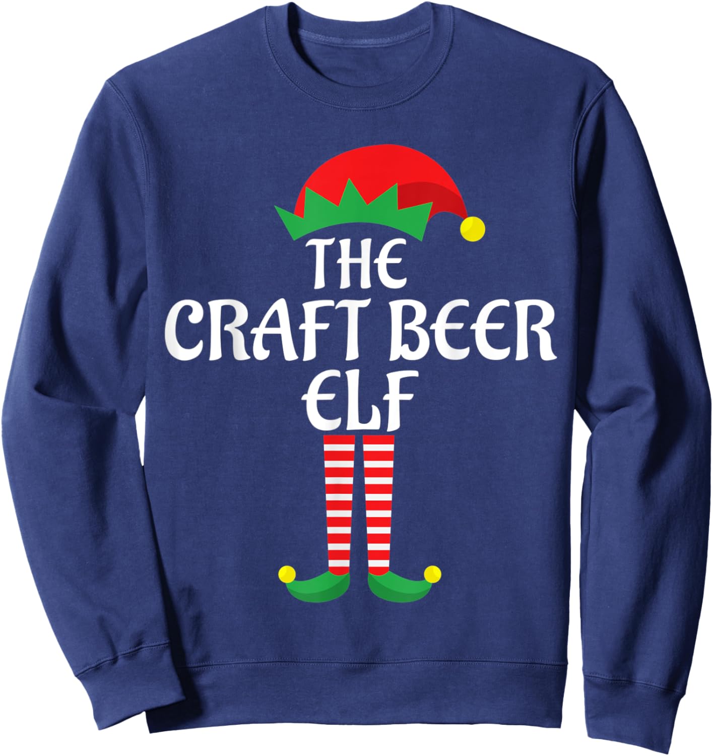 Craft Beer Elf Christmas Theme Holiday Family Matching Xmas Sweatshirt - Sweatshirt | Navy