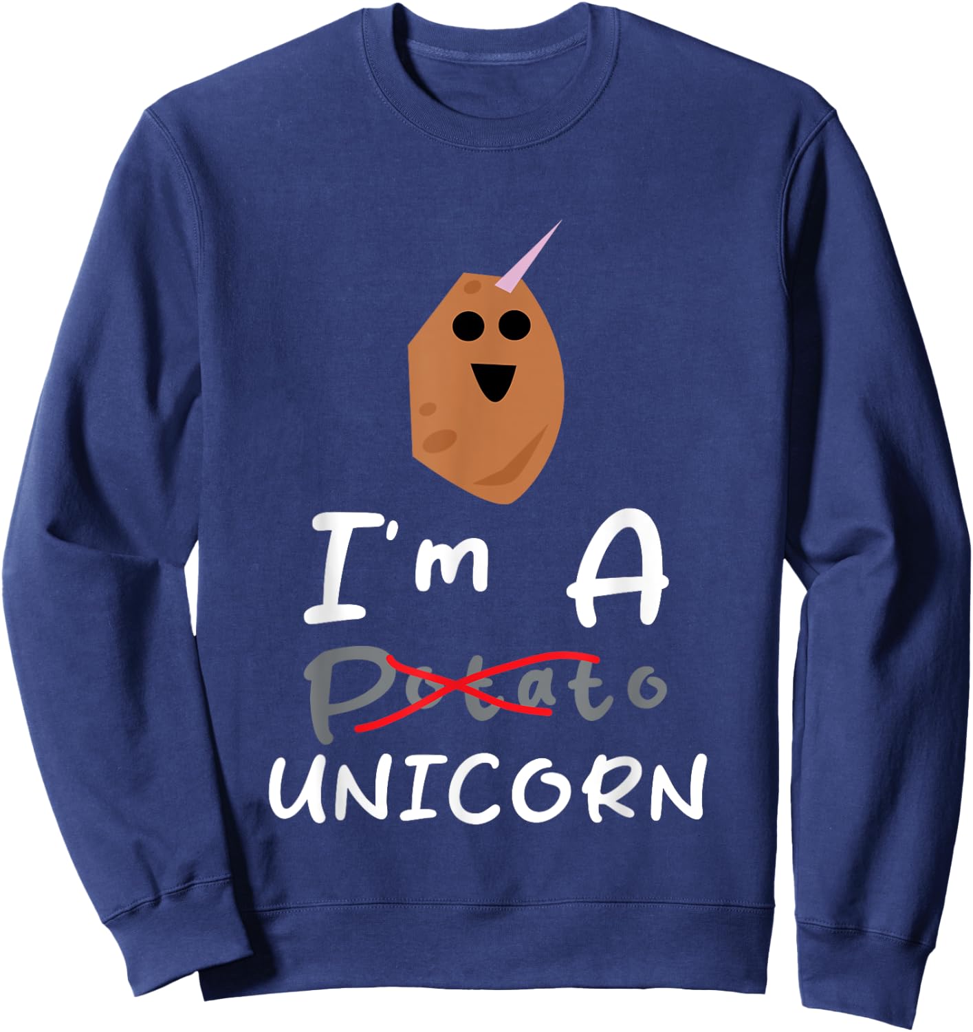 Funny Potato I'm A Potato Unicorn Funny Potato Unicorn Memes Sweatshirt - Sweatshirt | Navy
