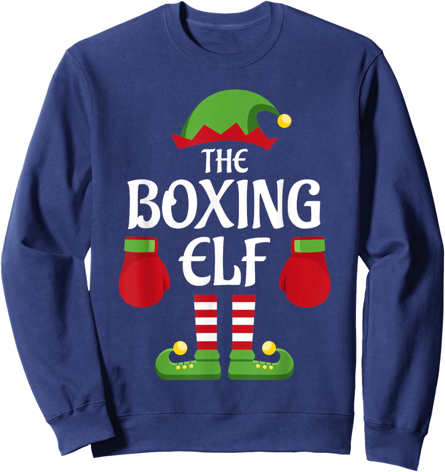 Boxing Elf Family Matching Group Christmas Boxer Sweatshirt - Sweatshirt | Navy