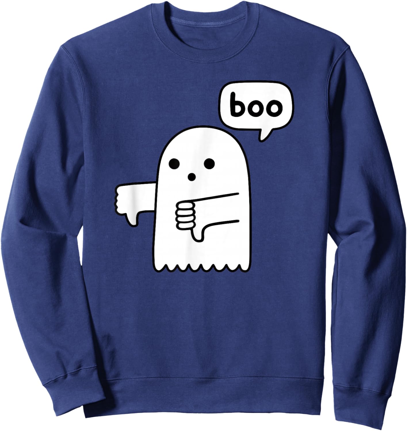 Funny Thumbs Down Ghost Screaming Boo Disapproval Sweatshirt - Sweatshirt | Navy