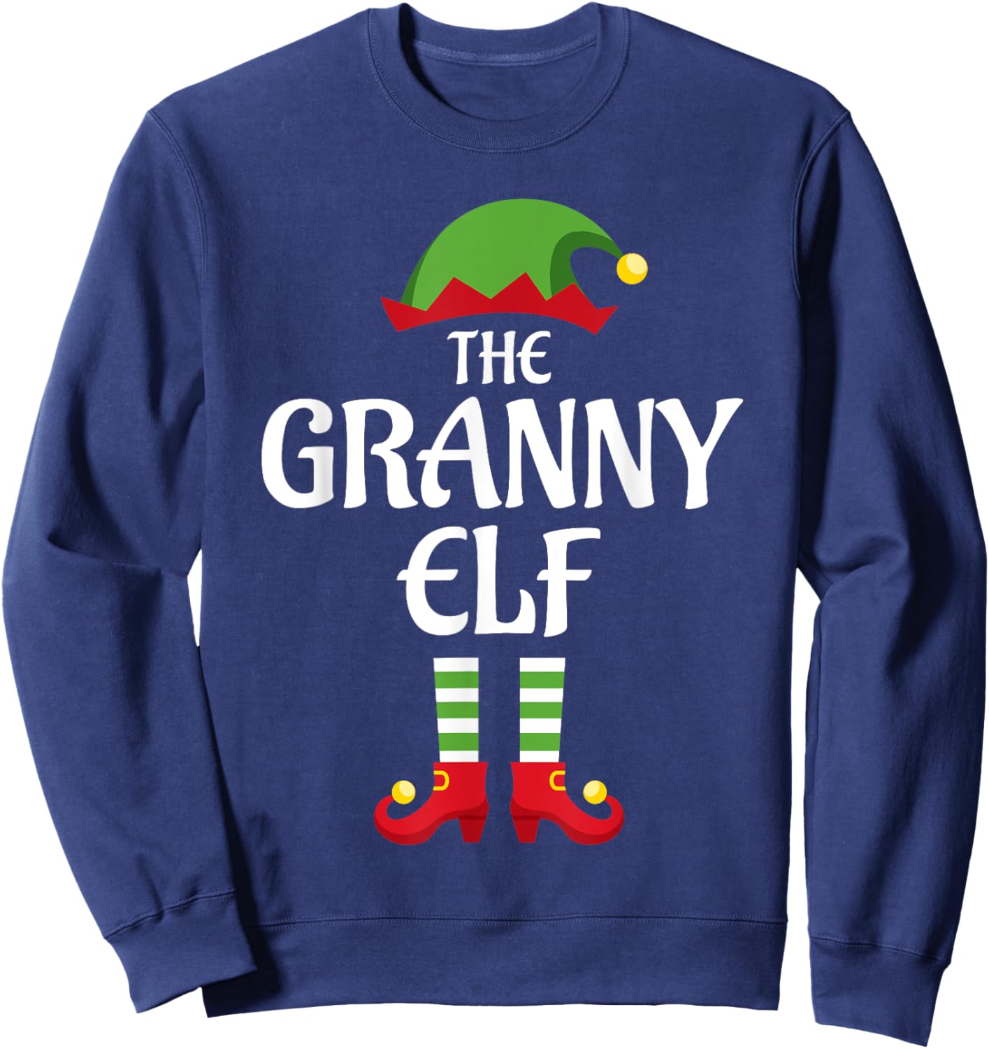 Granny Elf Family Matching Group Christmas Grandma Sweatshirt - Sweatshirt | Navy