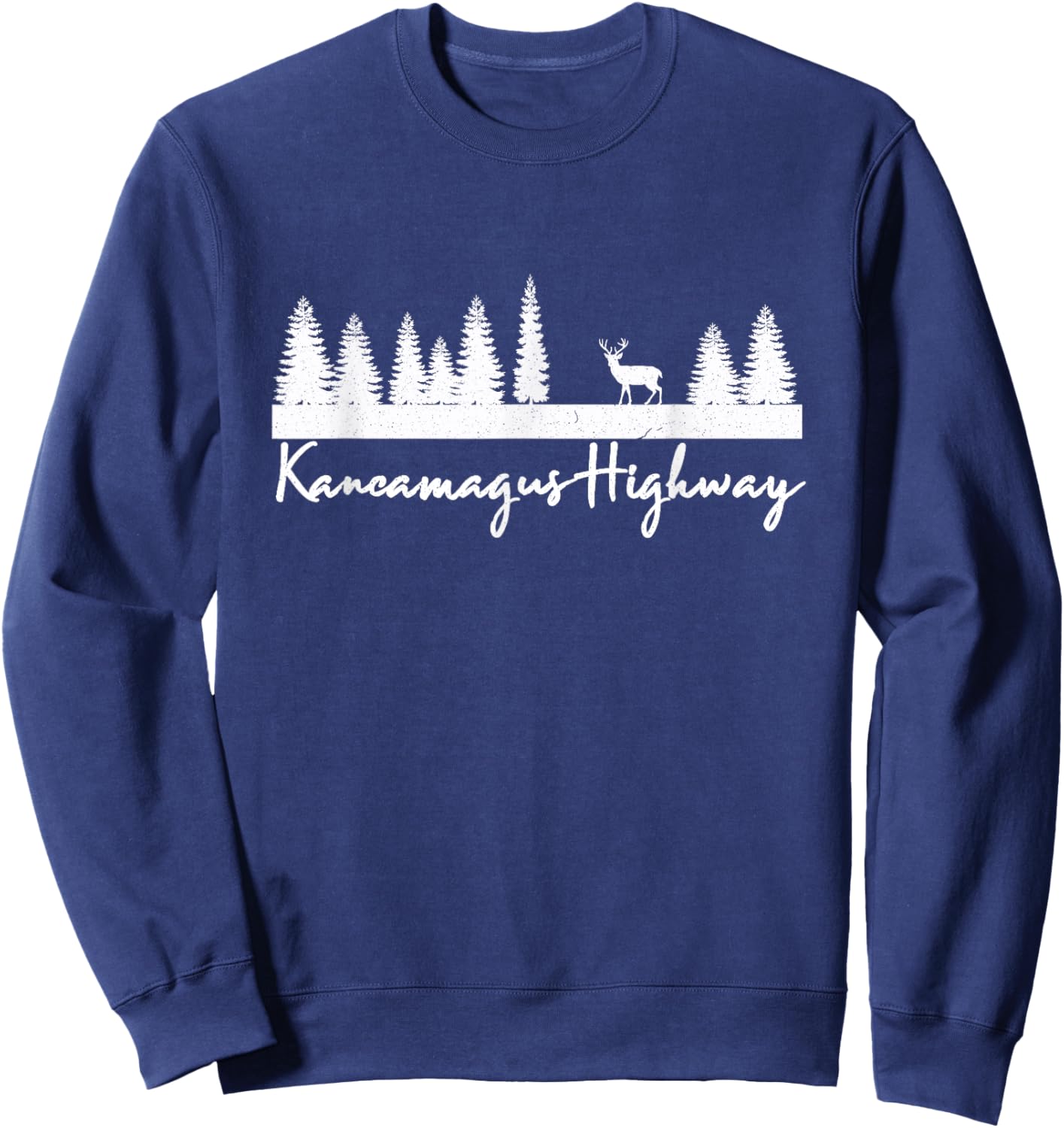 Kancamagus Highway New Hampshire Deer Buck Vacation Camping Sweatshirt - Sweatshirt | Navy