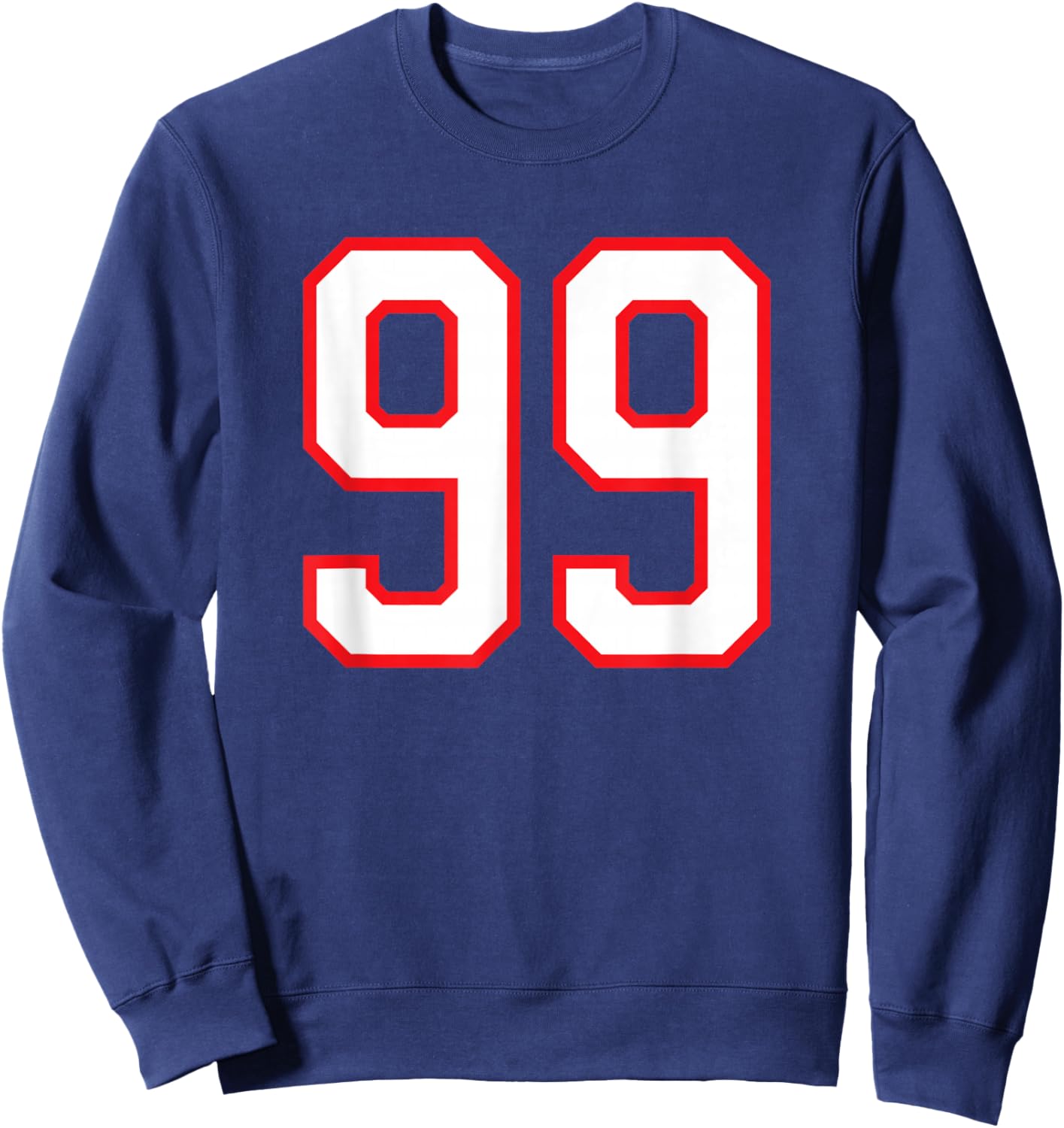 White Red Sports Team Number #99 Sweatshirt - Sweatshirt | Navy