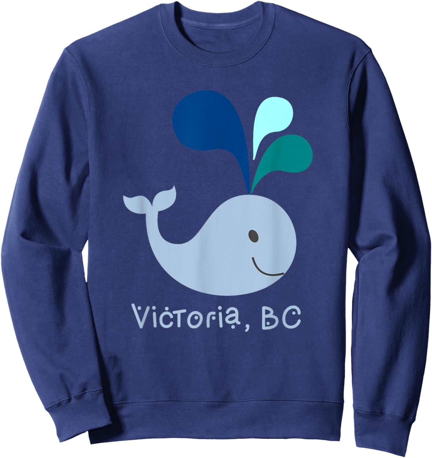 Victoria BC Canada Cute Whale Lover Cartoon Sweatshirt - Sweatshirt | Navy