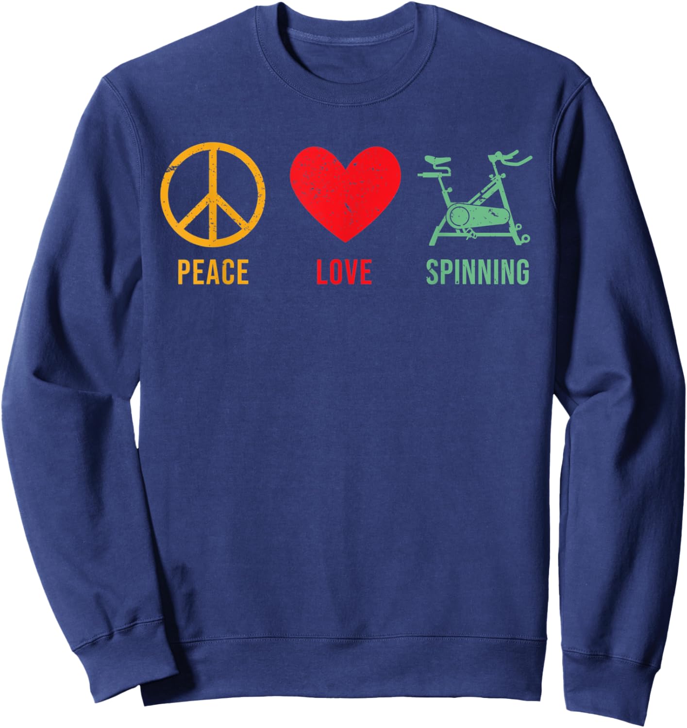 Cute Spin Instructor Peace Love Spinning Cycle Spinner Bike Sweatshirt - Sweatshirt | Navy