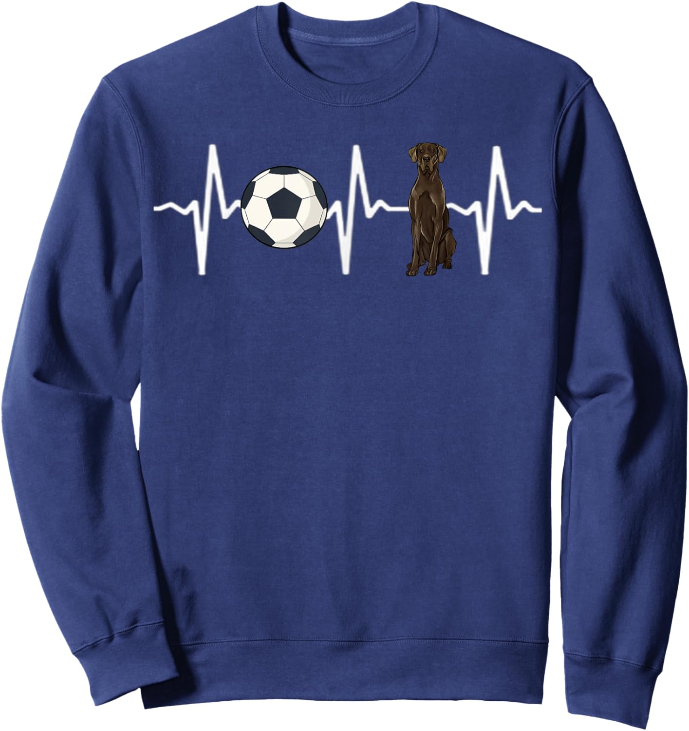 Soccer Black Great Dane Heartbeat Dog Lover Sweatshirt - Sweatshirt | Navy