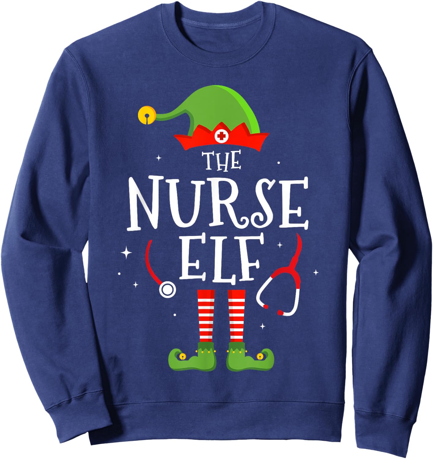 The Nurse elf Funny Christmas Matching Family Pajama Sweatshirt - Sweatshirt | Navy